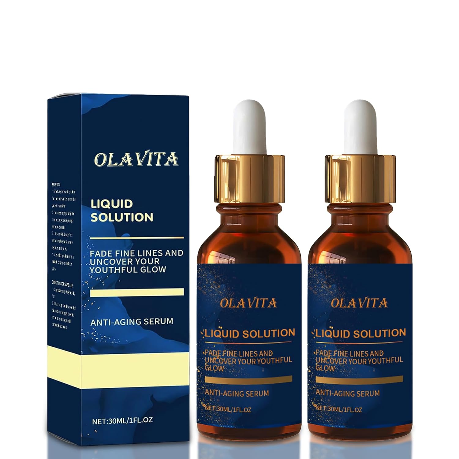 Facial Serum, Liquid Anti-Aging Solution with Vitamin C, E, Retinol & Aloe, Boosts Collagen, Shrinks Pores, Diminishes Wrinkles & Fine Lines (2Pcs)