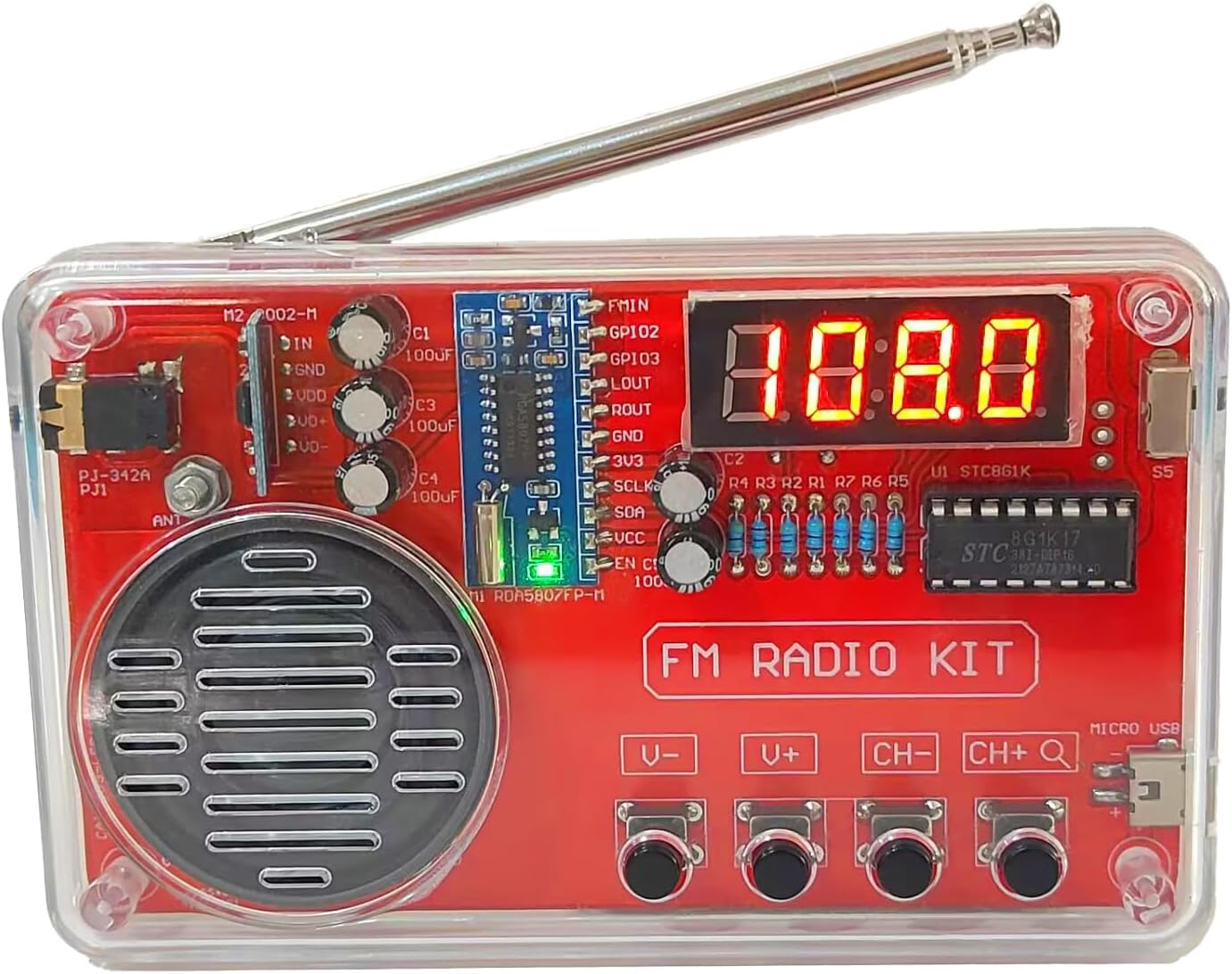 Gikfun Portable FM Radio DIY Kit, Soldering Practice Projects FM 87-108MHz with LED Display Headphone Jack Automatic Station Search Suitable for School Hobby Group Education Creative EK1998