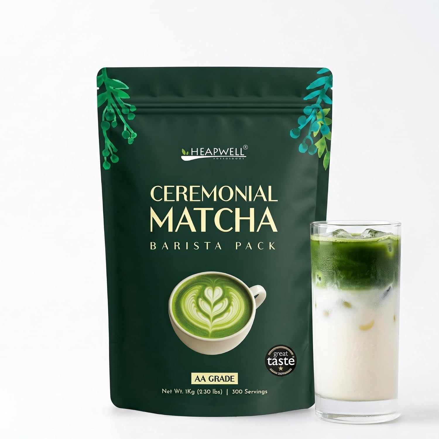 Heapwell Ceremonial Grade Matcha Powder 1kg Bulk for Cafes & Restaurants