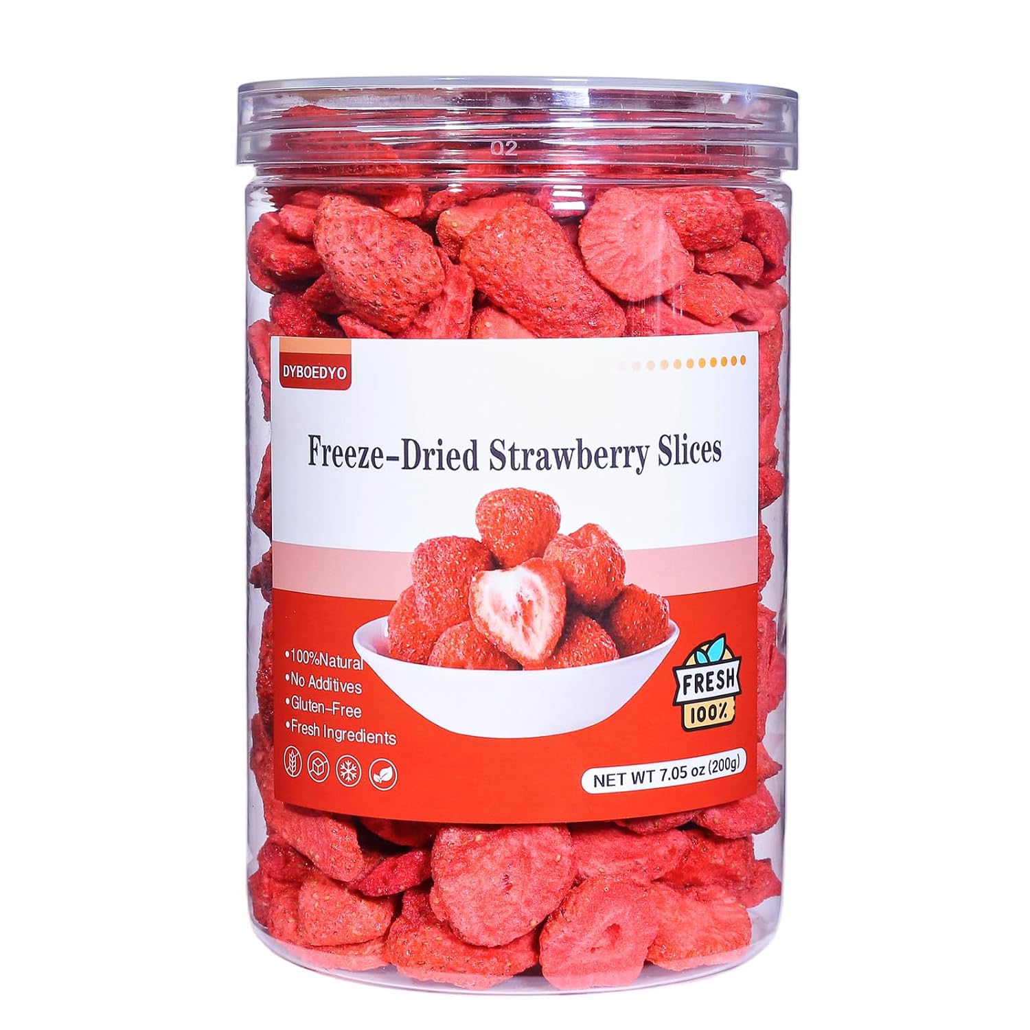 Freeze Dried Strawberries Slices 7.05oz,Natural Sweet & Crispy,No Additives