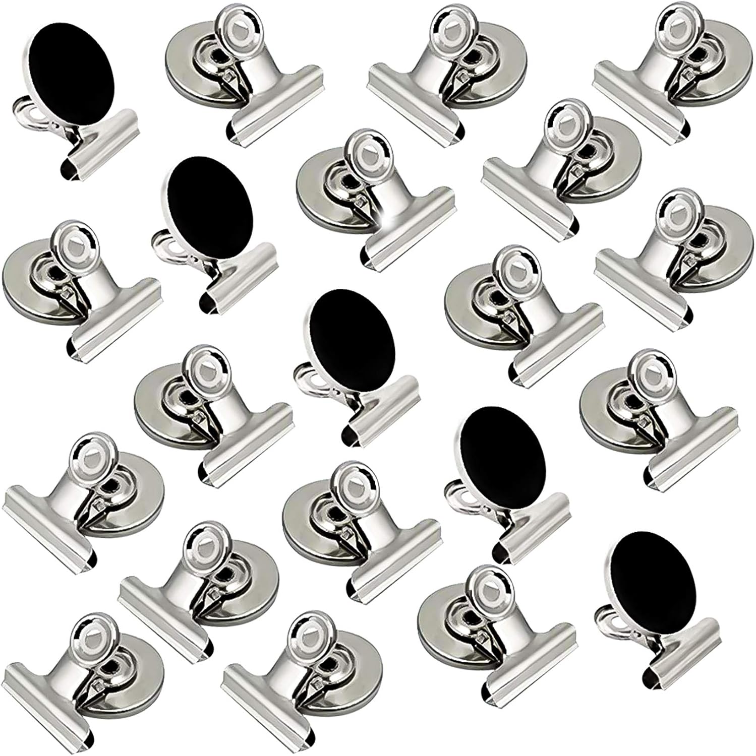 VNDUEEY 20 Pack Fridge Magnets Refrigerator Magnets Strong Magnetic Clips, Magnet Clips Heavy Duty, Whiteboard Magnet Magnetic Paper Clips for Home, School, Office, Teaching, Locker (Silver)
