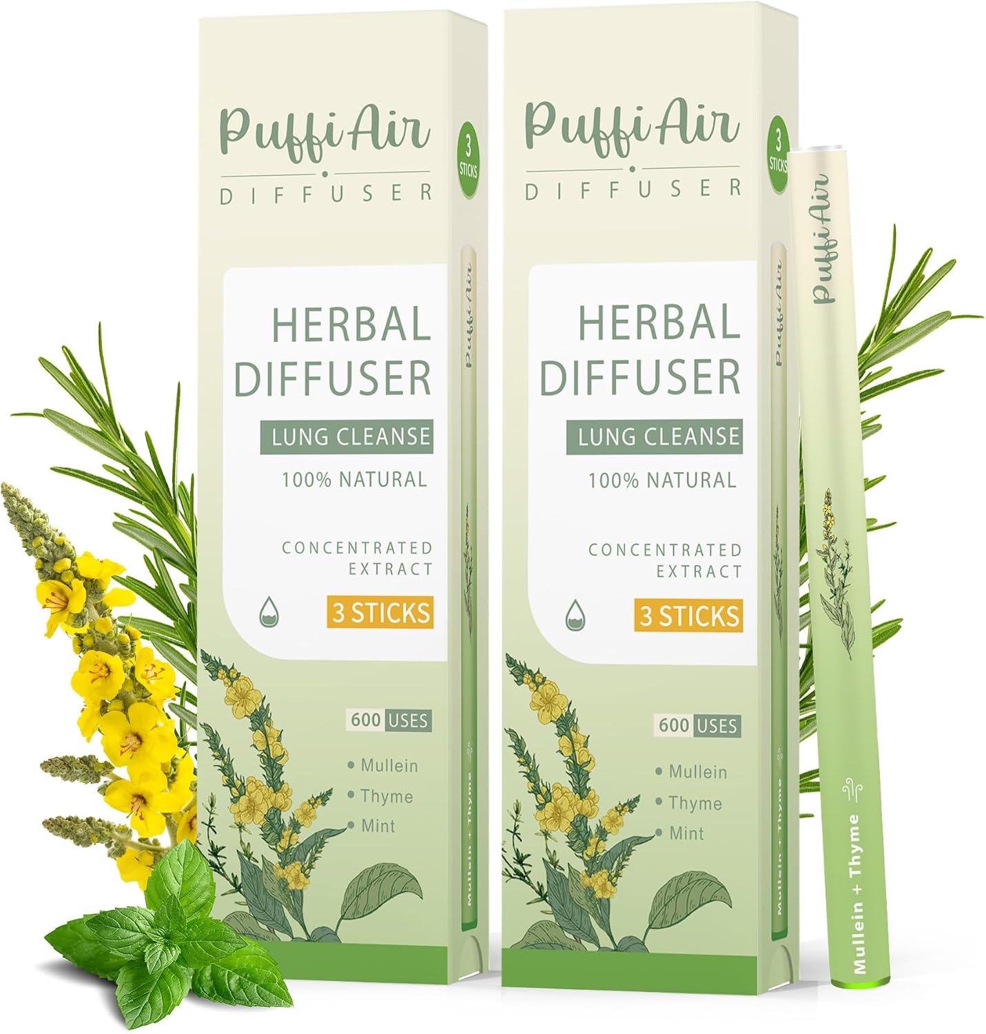 PuffiAir Herbal Diffuser Upgraded (600 uses, Pack, 6.0)