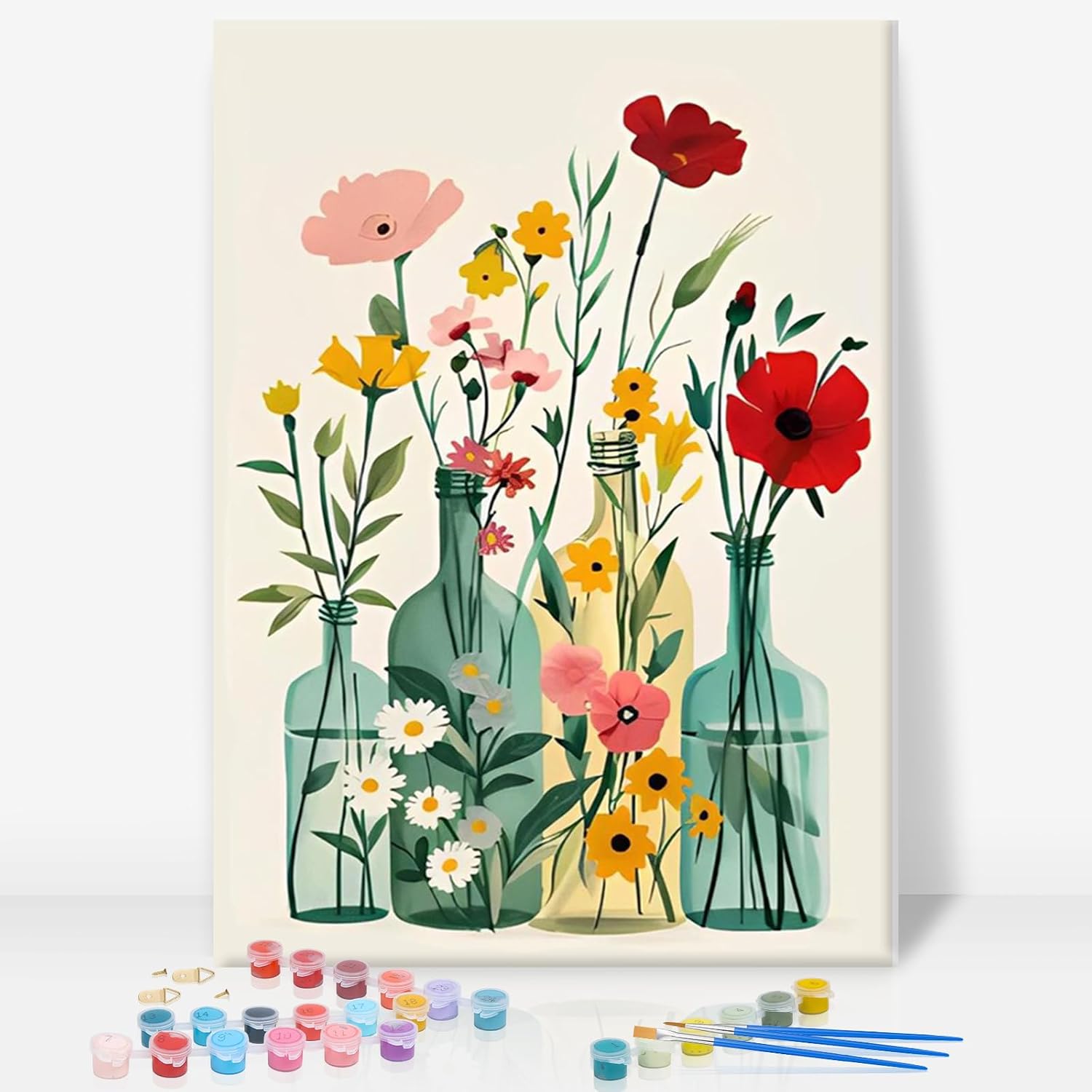 GEEHEIY Paint by Numbers for Adults with Frame, Flowers Easy Framed Paint by Numbers Kits on Canvas for Beginner, DIY Acrylic Oil Adult Painting by Numbers for Gift Home Decor 8 x 12 inch