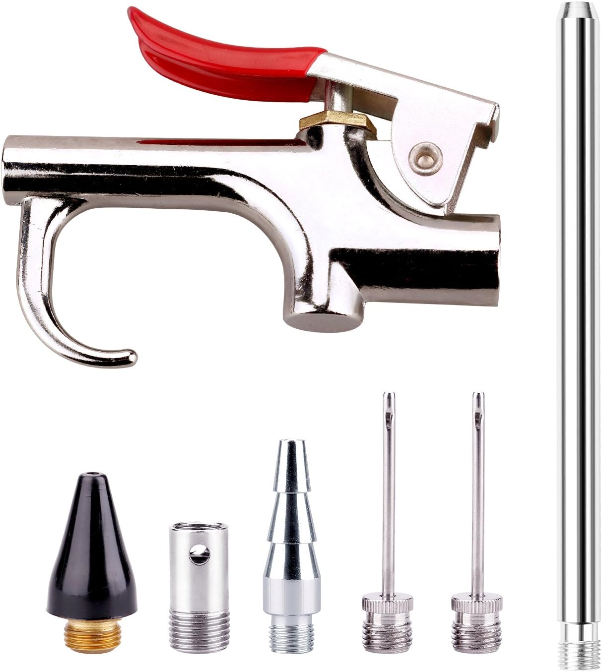 WYNNsky Air Blow Gun Accessory Kit with 5 Interchangeable Nozzles - 7 Pieces Air Compressor Tools Kit