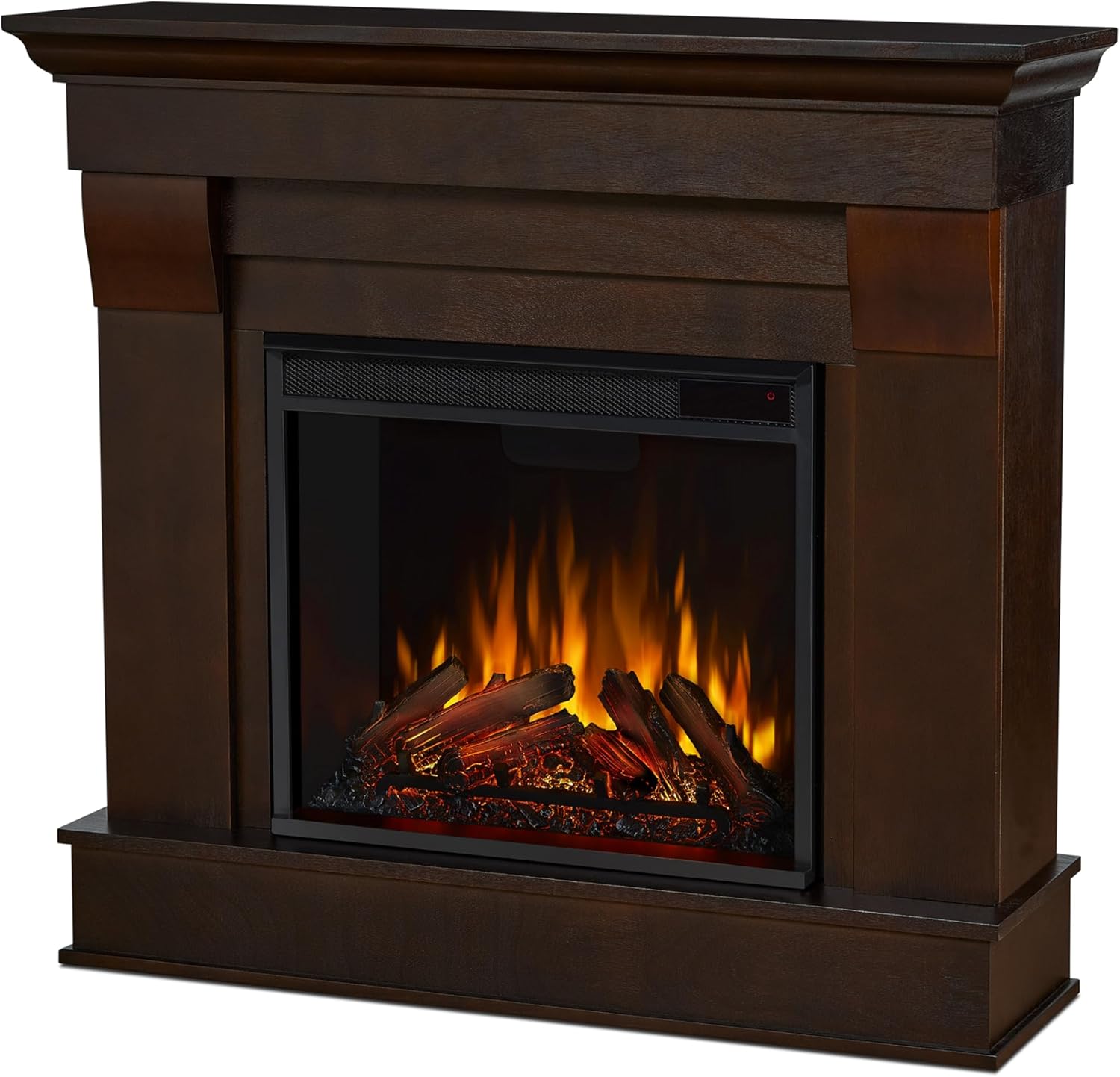 Real Flame Chateau 41” Electric Fireplace with Mantel for Living Room or Bedroom, Replaceable Fireplace Insert Heater, Realistic Log and Flame Effect, Remote Control, Timer