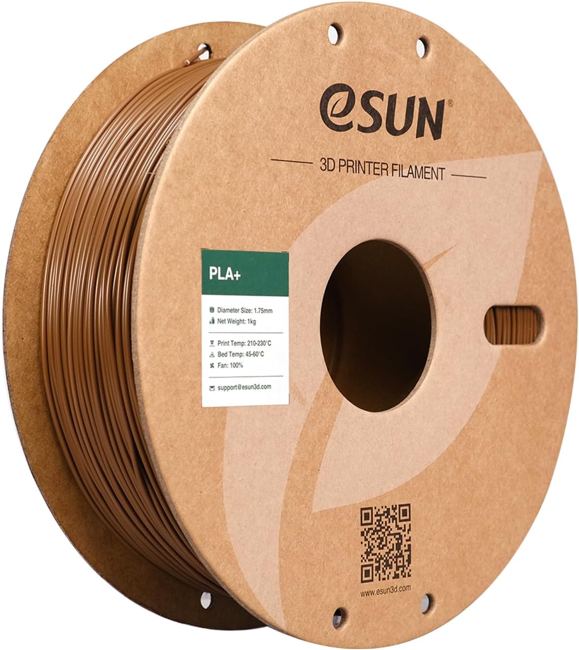 eSUN PLA+ 3D Printing Filament 1.75mm, Enhanced Toughness,1KG(2.2LBS),Brown