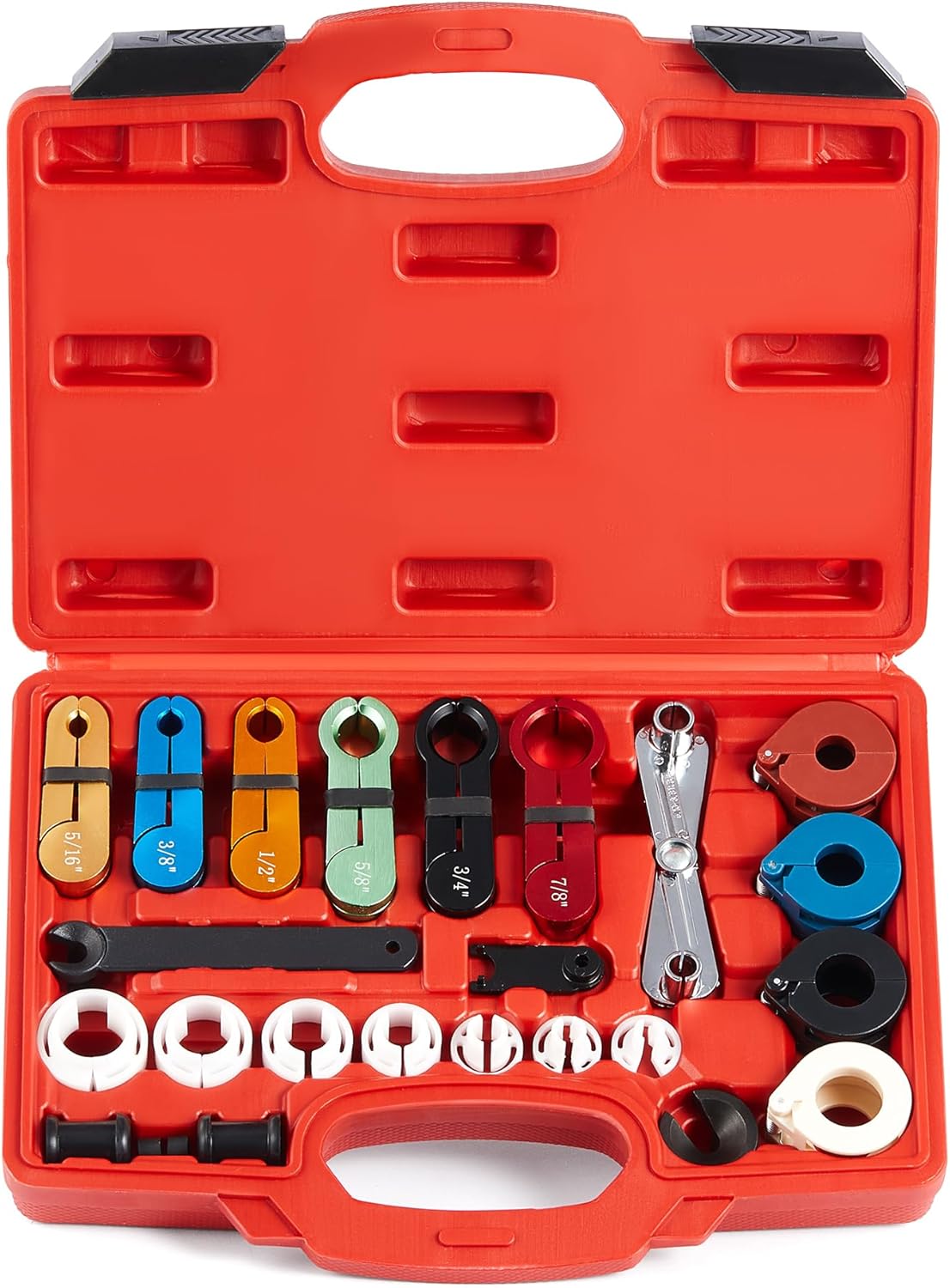 Orion Motor Tech Master Quick Disconnect Tool Set, 25pc Line Disconnect Tool Kit for A/C Fuel & Transmission Systems, Fuel Line Disconnect Tools for Mechanics Compatible with Ford Chevy GM More, Red