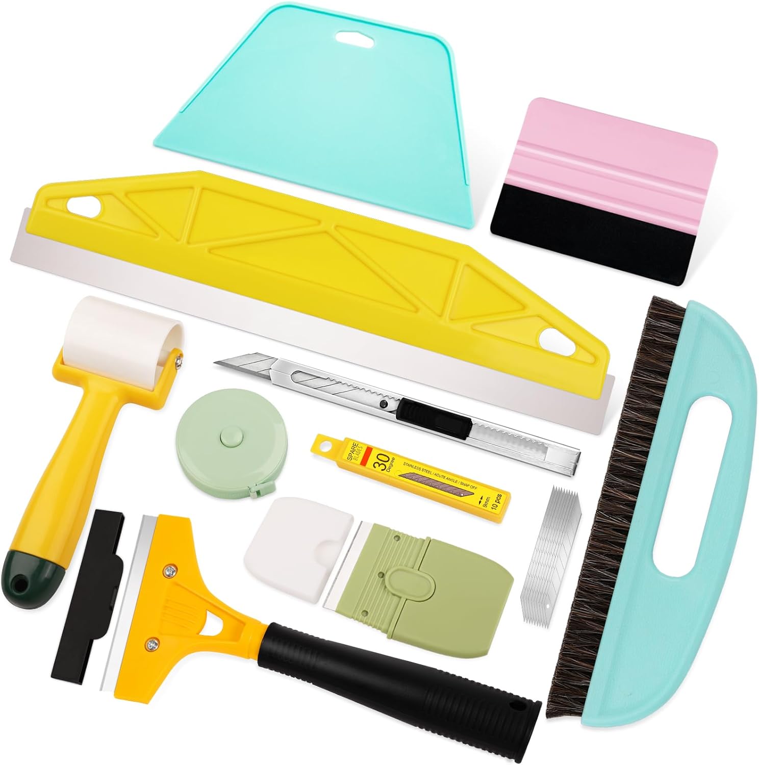 WRAPXPERT Peel and Stick Wallpaper Tools,Wallpaper Smoothing Tool Kit with Smoother,Edge Guider,Paste Brush for Backsplash Tile,Contact Paper