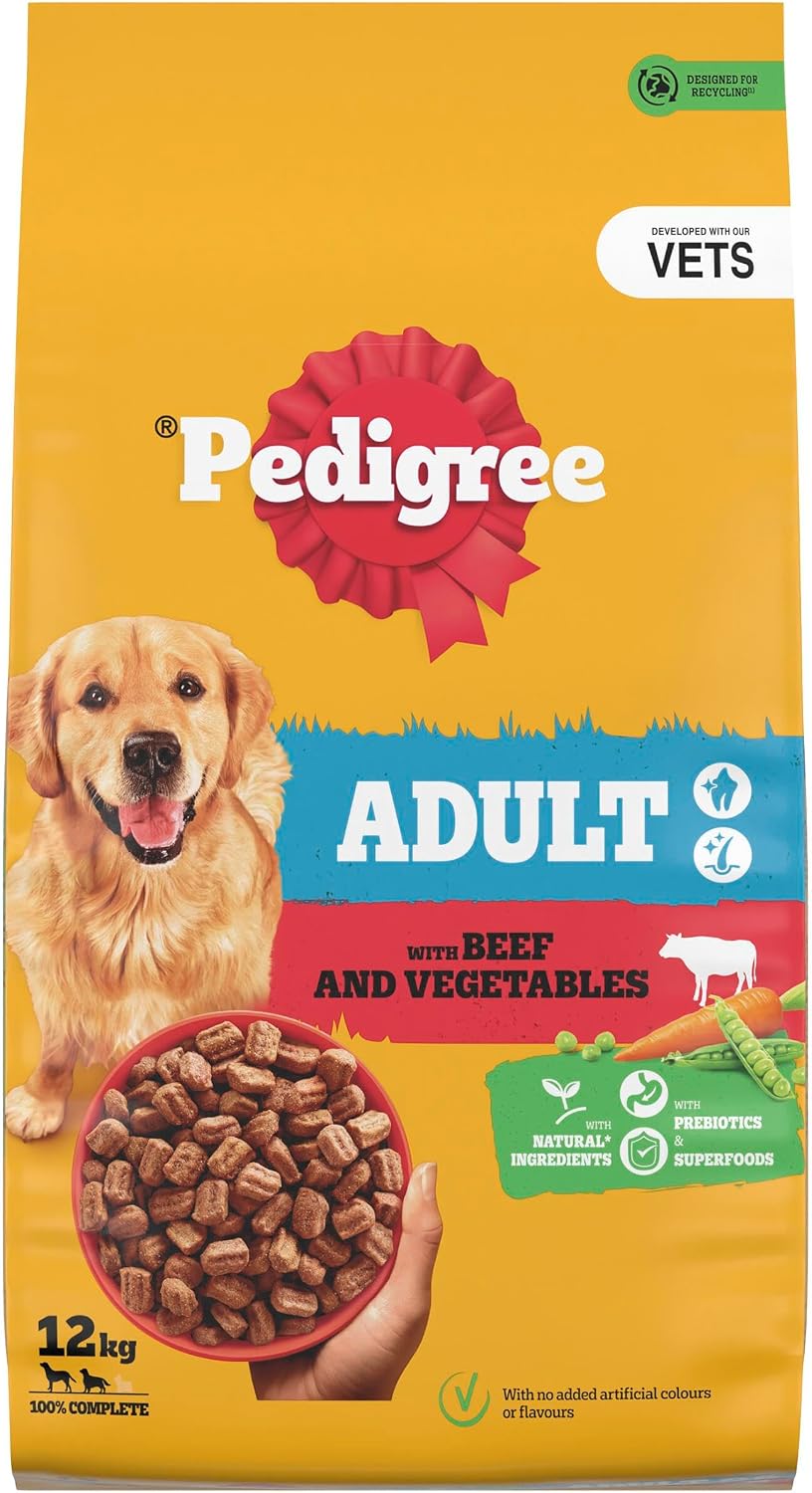 Pedigree Complete Dog Dry Food for Dogs with Beef and Vegetable 12 kg