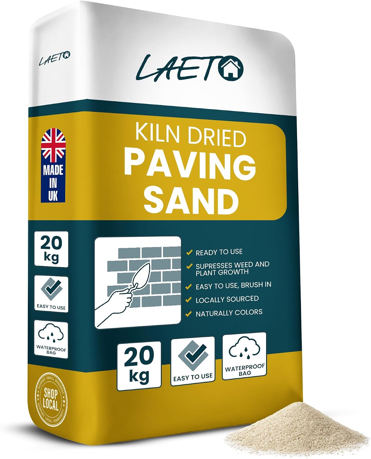 Laeto Kiln Dried Sand 20kg Silica Paving Sand for Blocks & Patios