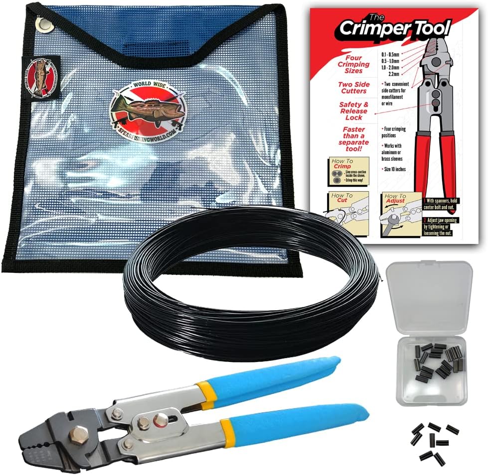 Monofilament Speargun Line Rigging Kit Includes Crimping Tool Monofilament Line and Double Copper Sleeves for Spearfishing Diving Freediving Scuba