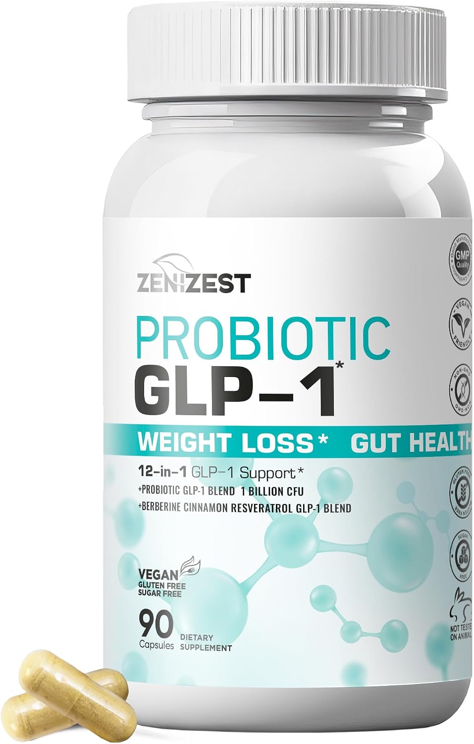 GLP-1 Probiotic Weight Loss Support Supplement - Women Men GLP1 Booster with Berberine - Natural Keto Daily Oral GLP1 Appetite Suppressant Hunger Control Metabolism Fat Burn Gut Health