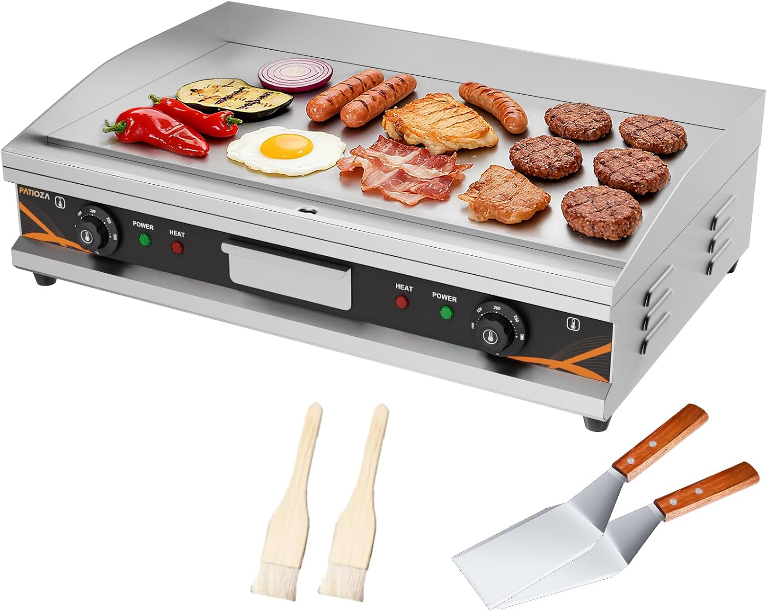 Commercial Electric Griddle 4400W,73cm Large Baking Stainless Steel Flat Top Griddle with Dual Temperature Control (50–300°C) for Countertop, BBQ, Bacon Fryer & Kitchen Use