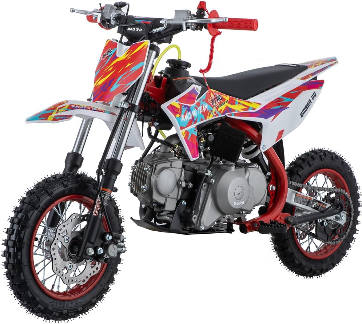 X-PRO Ember 110 Dirt Bike Gas Dirt Bike Pit Bikes Youth Dirt Pitbike with Automatic Transmission, Electric Start,10"/10" Tires!