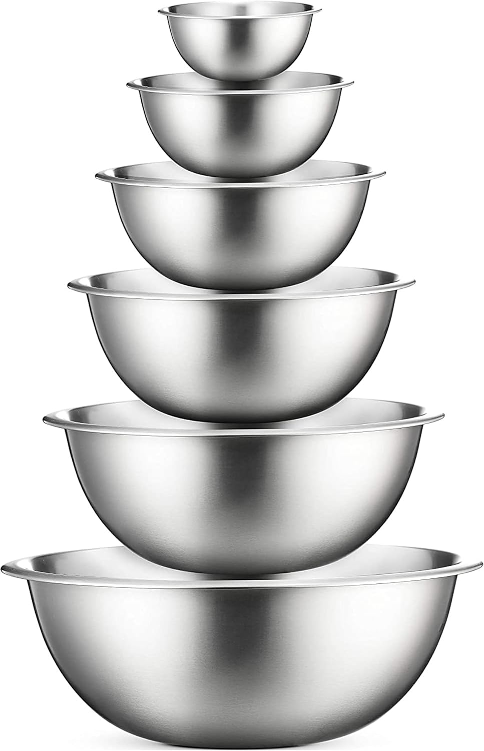 FineDine Stainless Steel Mixing Bowls Set, 6-Piece Metal Bowls