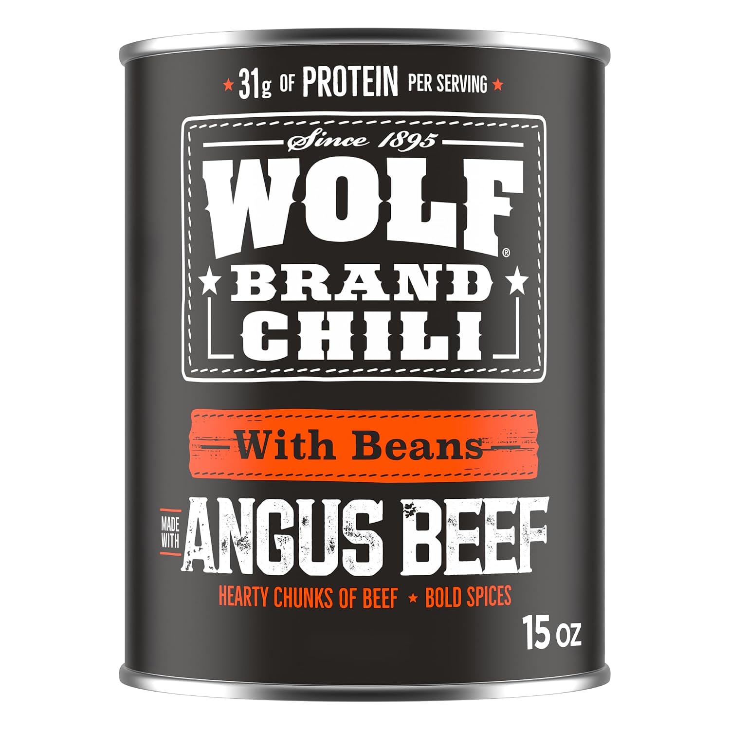 WOLF BRAND Angus With Beans Chili, 15 oz.