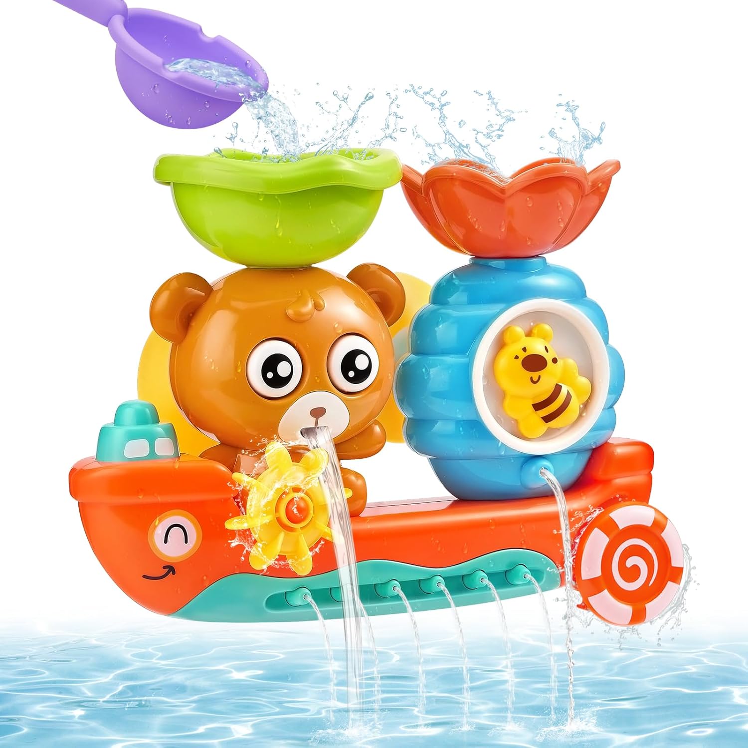 Baby Bath Toys, Sensory Bath Toy for 3 Year Olds, Waterfall Water Station Kids Toys with Scoop, Toddler Bathroom Toys for 3 4 5 6 Year Old Boy Girl Gift Toys Set