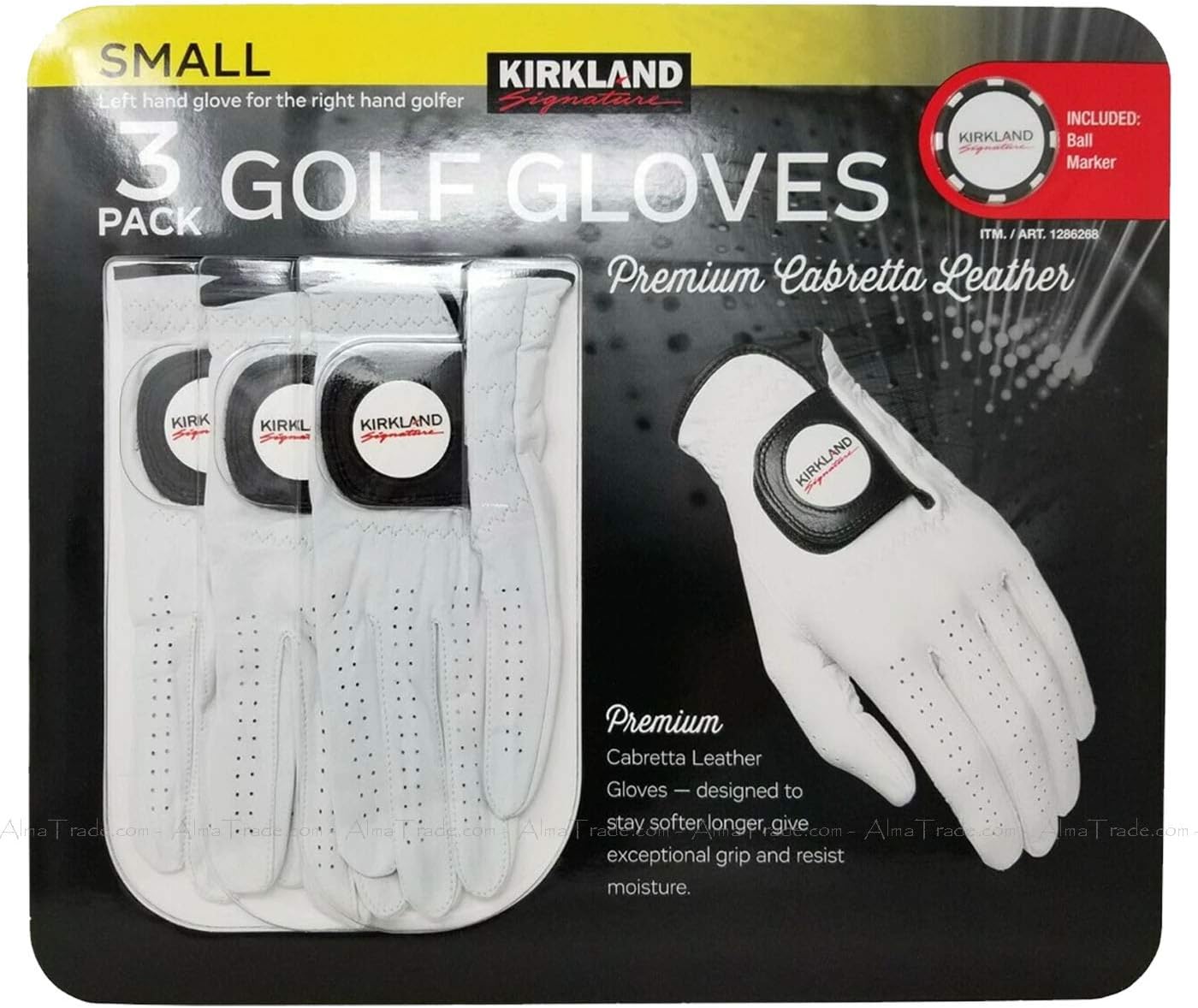 Kirkland Signature Men's Golf Gloves Premium Cabretta Leather