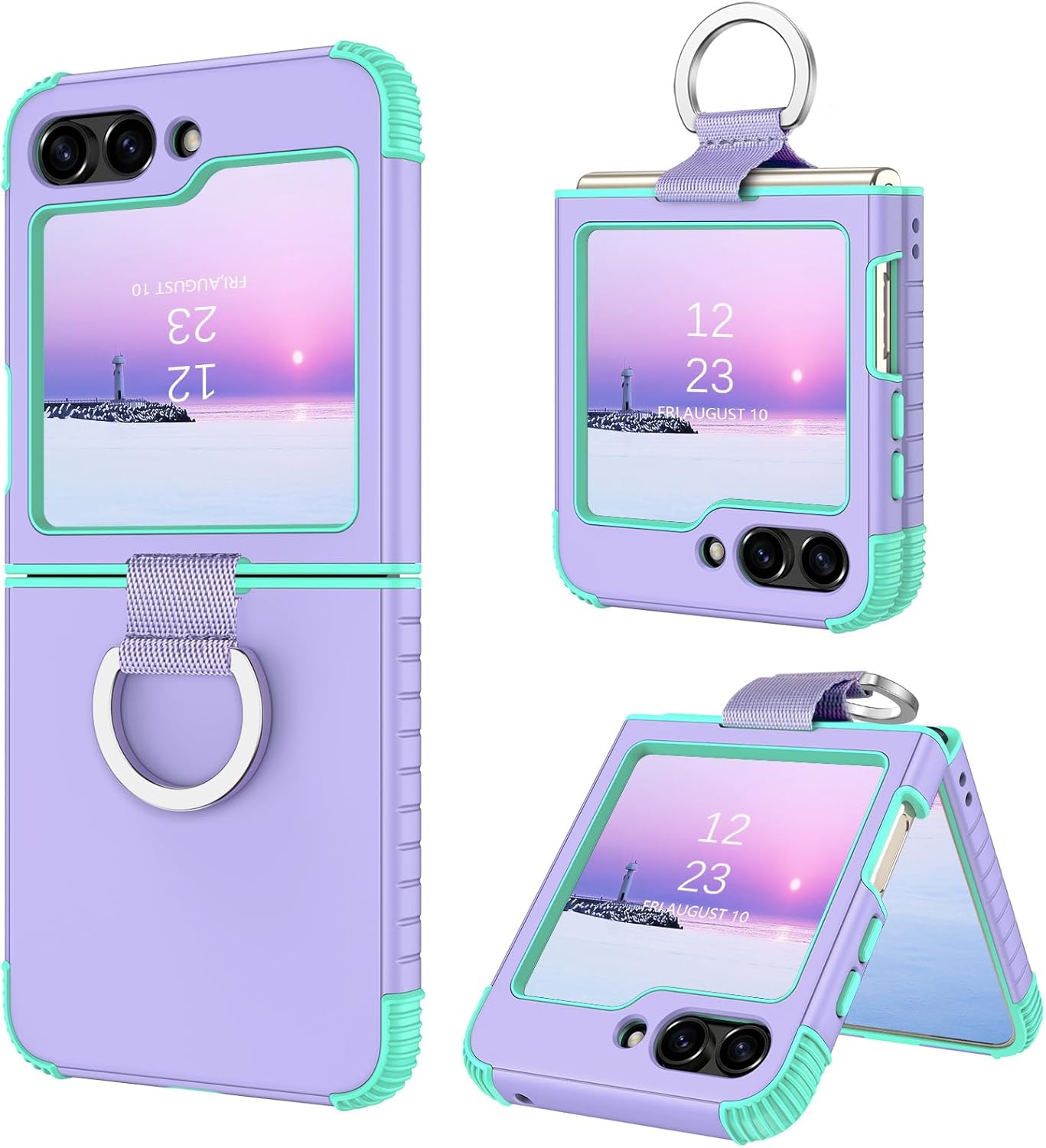 BENTOBEN for Samsung Galaxy Z Flip 6 5G Case with Ring, Heavy Duty 2 in 1 Full Body Rugged Galaxy Z Flip6 Case Girls Women Boy Men Shockproof Protection Cover for Samsung Z Flip 6 6.7”,Purple
