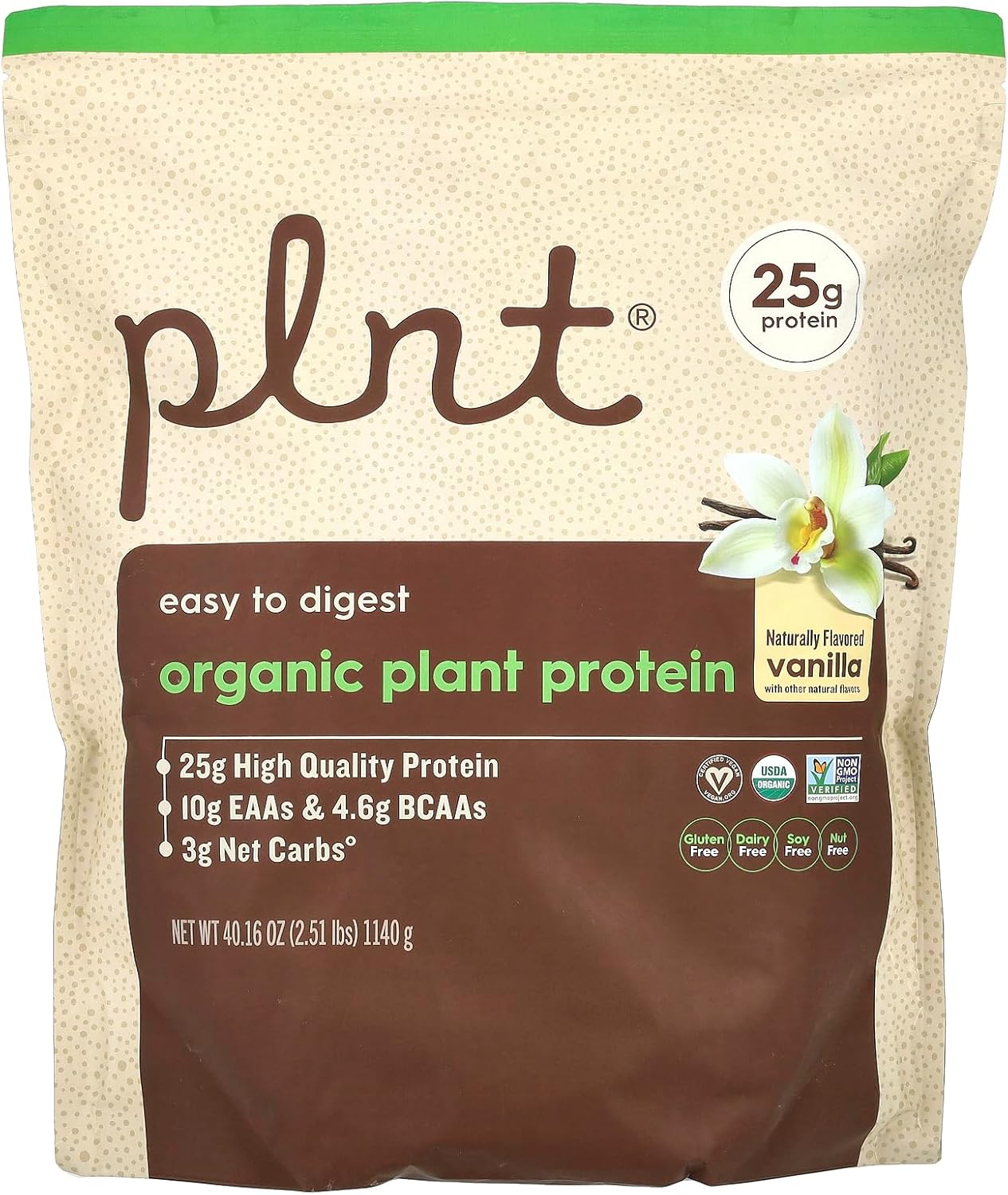 plnt Organic Plant Protein Powder a Vanilla a 2.51 lbs./30 Servings