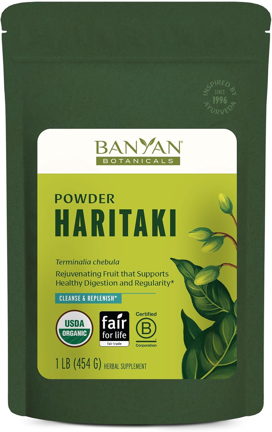 Banyan Botanicals Organic Haritaki Powder – 1lb Bulk – Natural Colon Cleanse & Digestive Support – Gentle Regularity & Internal Detox Supplement – Terminalia Chebula – USDA Organic, Fair Trade