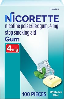 Nicorette 4 mg Nicotine Gum to Help Quit Smoking - White Ice Mint Flavored Stop Smoking Aid, 100 Count
