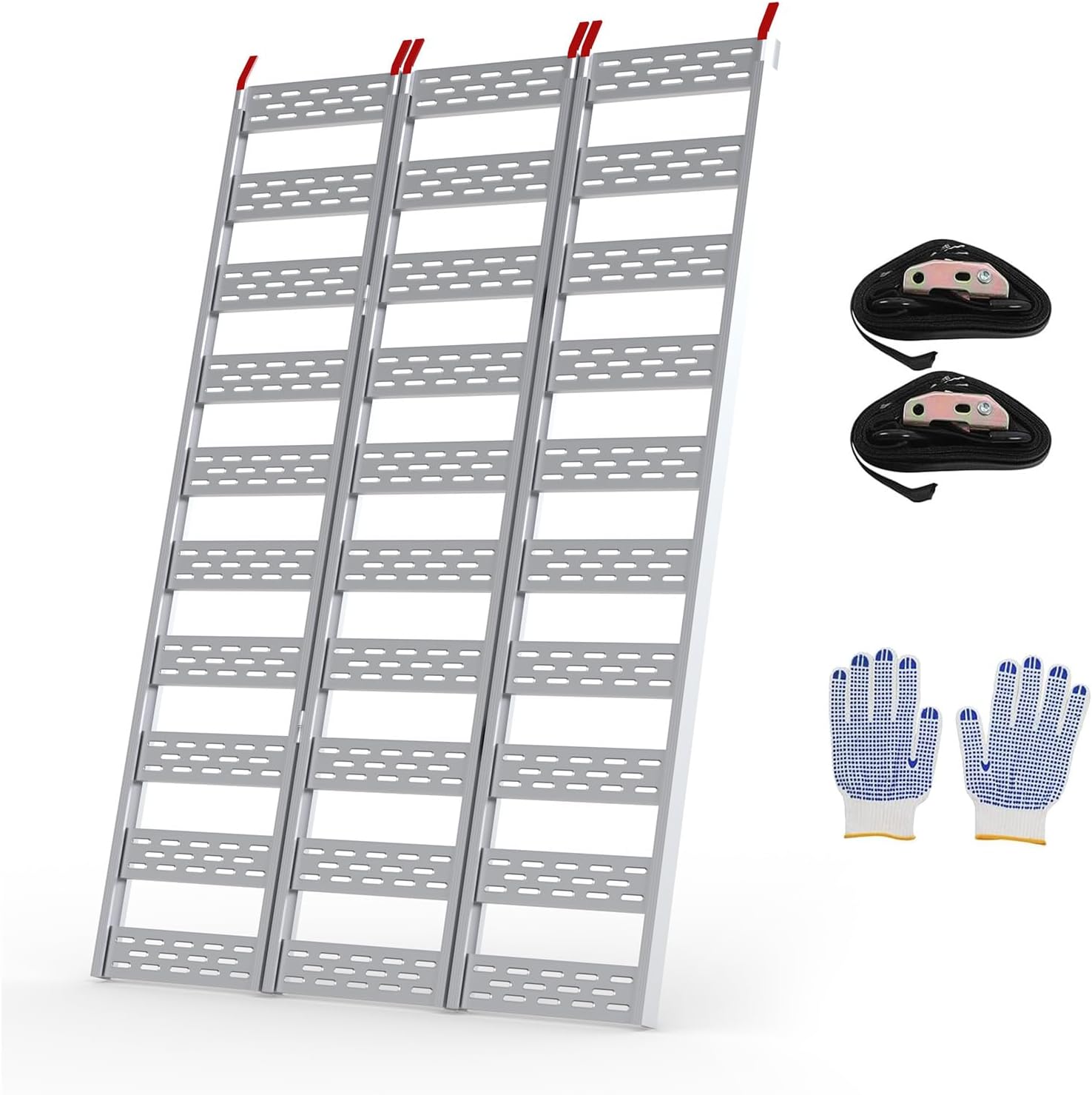 Ramps for Pickup Trucks, Tri-Fold Aluminum Motorcycle Loading Ramps 1500 Lbs Capacity with Load Straps for Motorcycles, ATV/Utv, Lawn Mowers, Tractors, 76" L x 50" W
