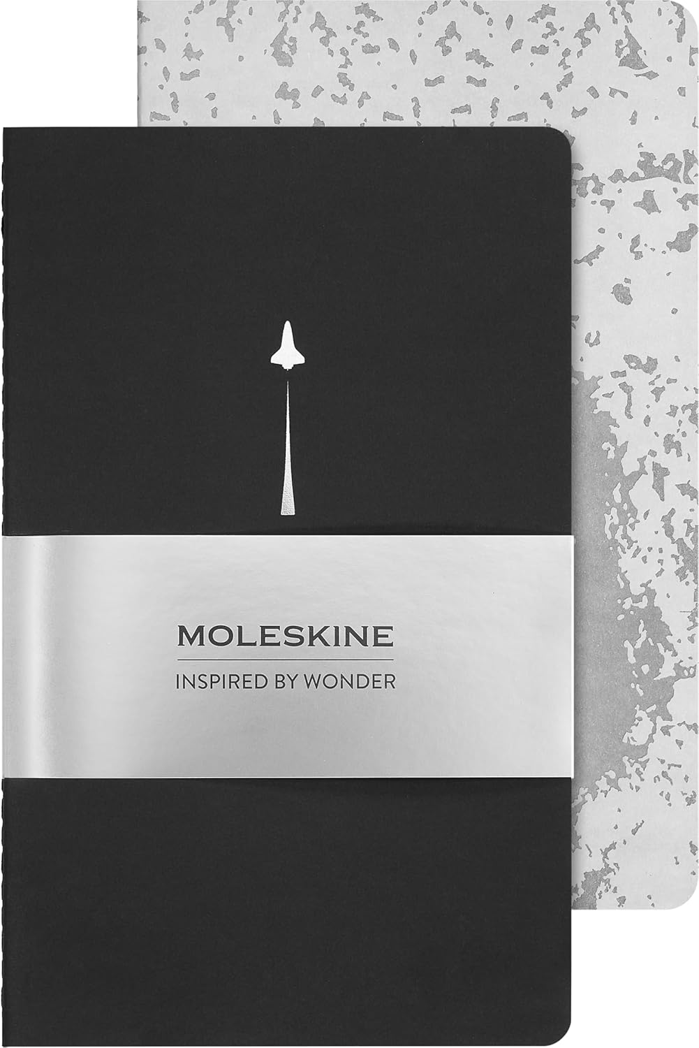 Moleskine Limited Edition NASA-inspired Cahier Journals, Soft Cover, Large (5" x 8.25"), Plain, Black/Gray, 80 pages (Set of 2)