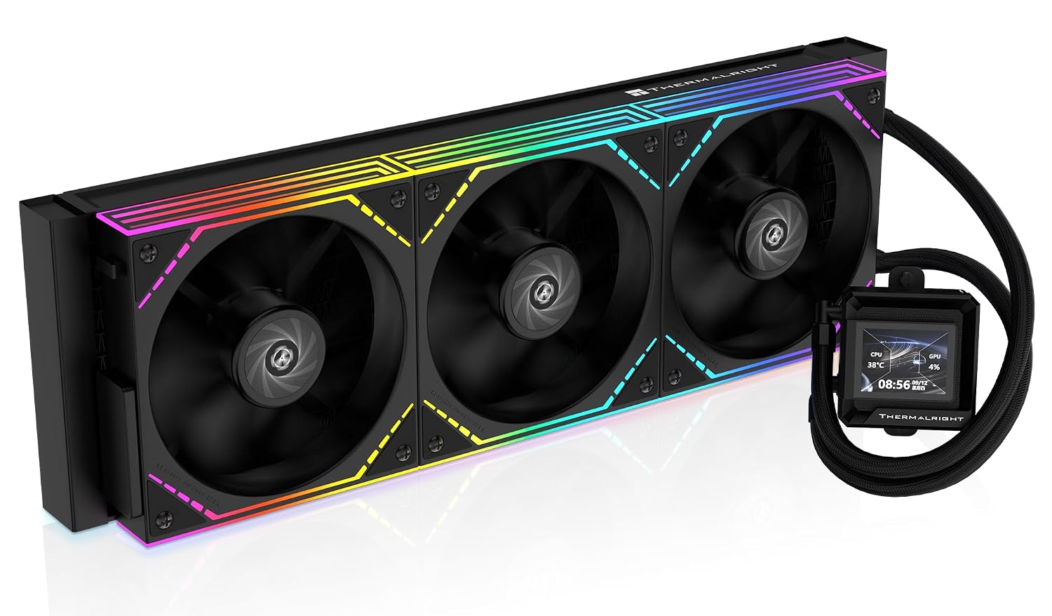 Thermalright FW360 SE ARGB V2 360mm CPU AIO Liquid Cooler for Desktop - TL-M12Q 2000RPM Daisy-Chain Fans, 2" LCD Display Screen, for AM4/AM5 & Intel 1700/1851(Black)
