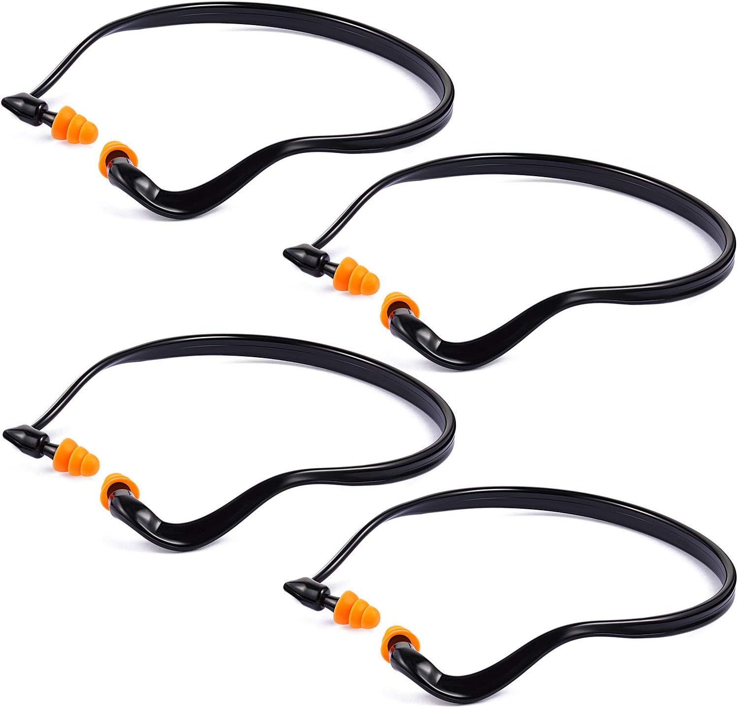 BBTO 4 Pcs Banded Earplugs for Shooting Range Band Ear Plugs, Orange