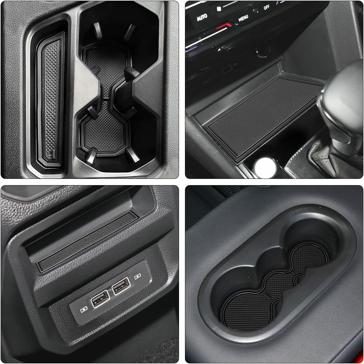 Auovo Anti Dust Mats for Volkswagen VW Tiguan Accessories 2018 2019 2020 2021 2022 2023 Custom Cup Holder Door Center Console Liners Inserts for VW Tiguan (19pcs/Set) (Black Trim)