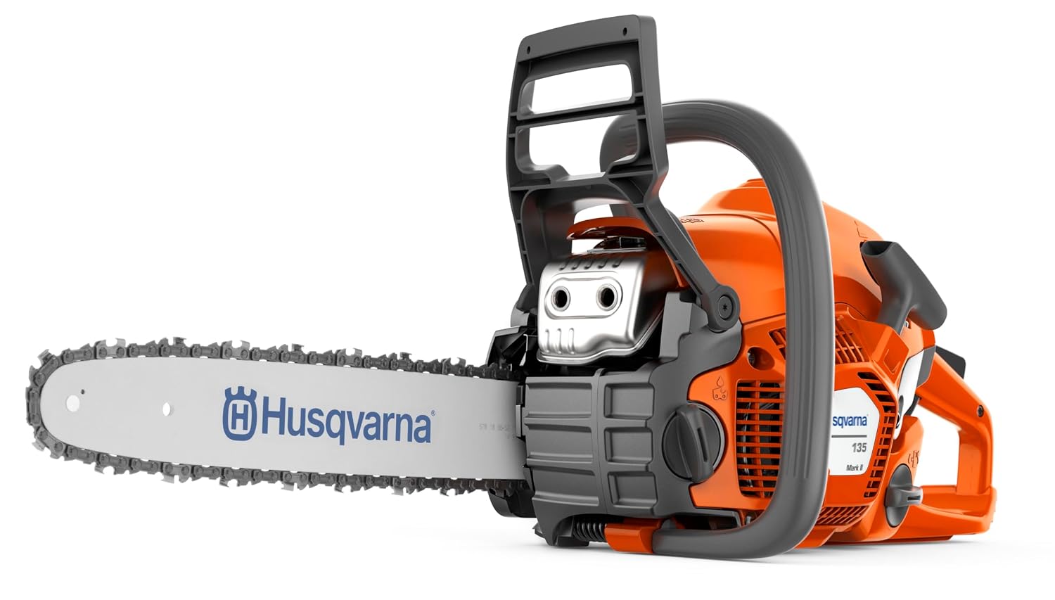 Husqvarna 135 Mark II Petrol Chainsaw - 38 cc X-Torq® Engine, 14″ bar, LowVib®, Smart Start®, Air Injection™, Ideal for firewood, Tree Pruning and Garden Maintenance