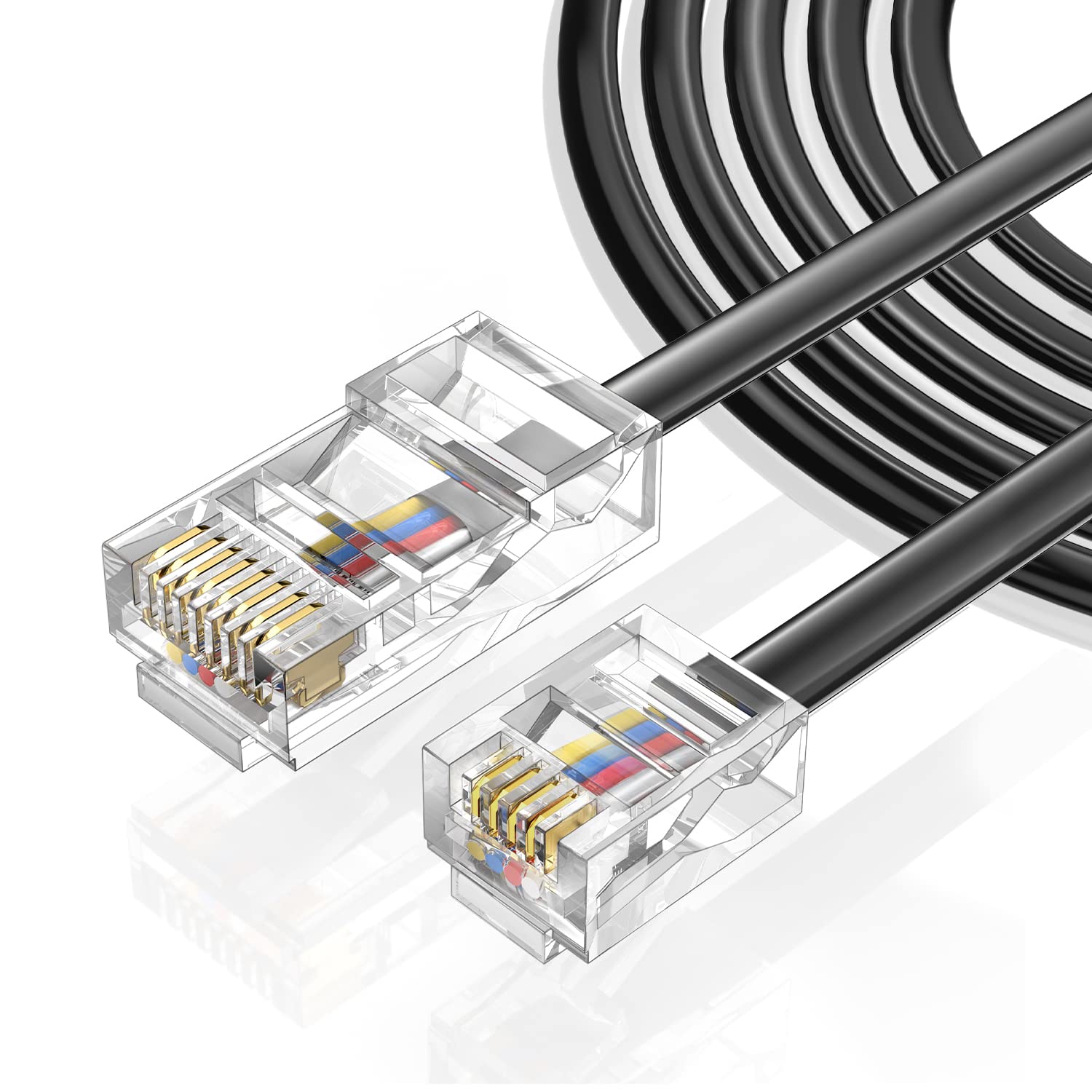Vthahaby Telephone line(3 Pack 3.3FT) RJ45 to RJ11 Adapter Converter Cable RJ45 8P4C Male to RJ11 6P4C Male for Landline Telephone Service for Extending, Connecting for Fax or Answering Machine