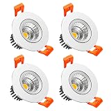 LightingWill 2inch LED Dimmable Downlight, 3W COB Recessed Ceiling Light, Warm White 3000K-3500K, CRI80, 25W 220LM Halogen Bulbs Equivalent, White (4 Pack)