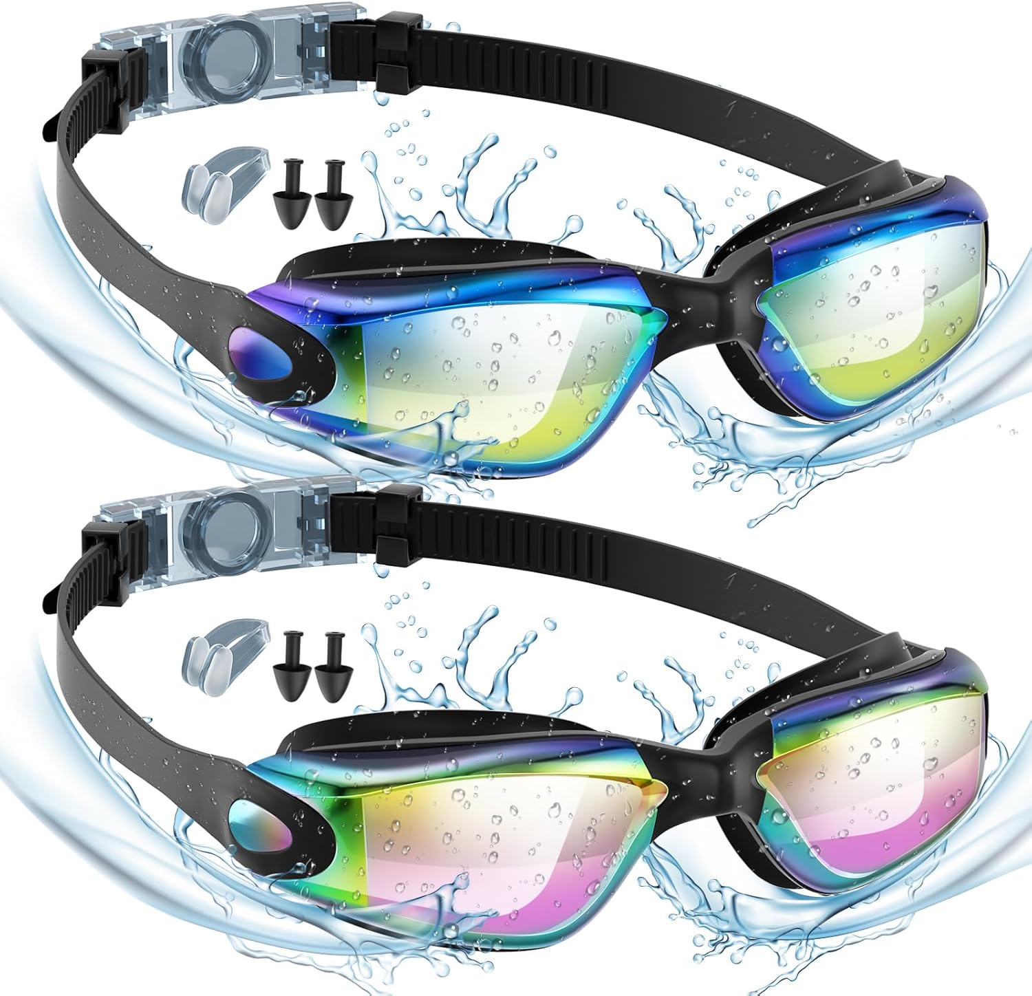 Swimming Goggles, 2 Pack Swimming Goggles Kids 6-14, Goggles Swimming Adult, Kids Swimming Goggles Anti Fog Swimming Goggles