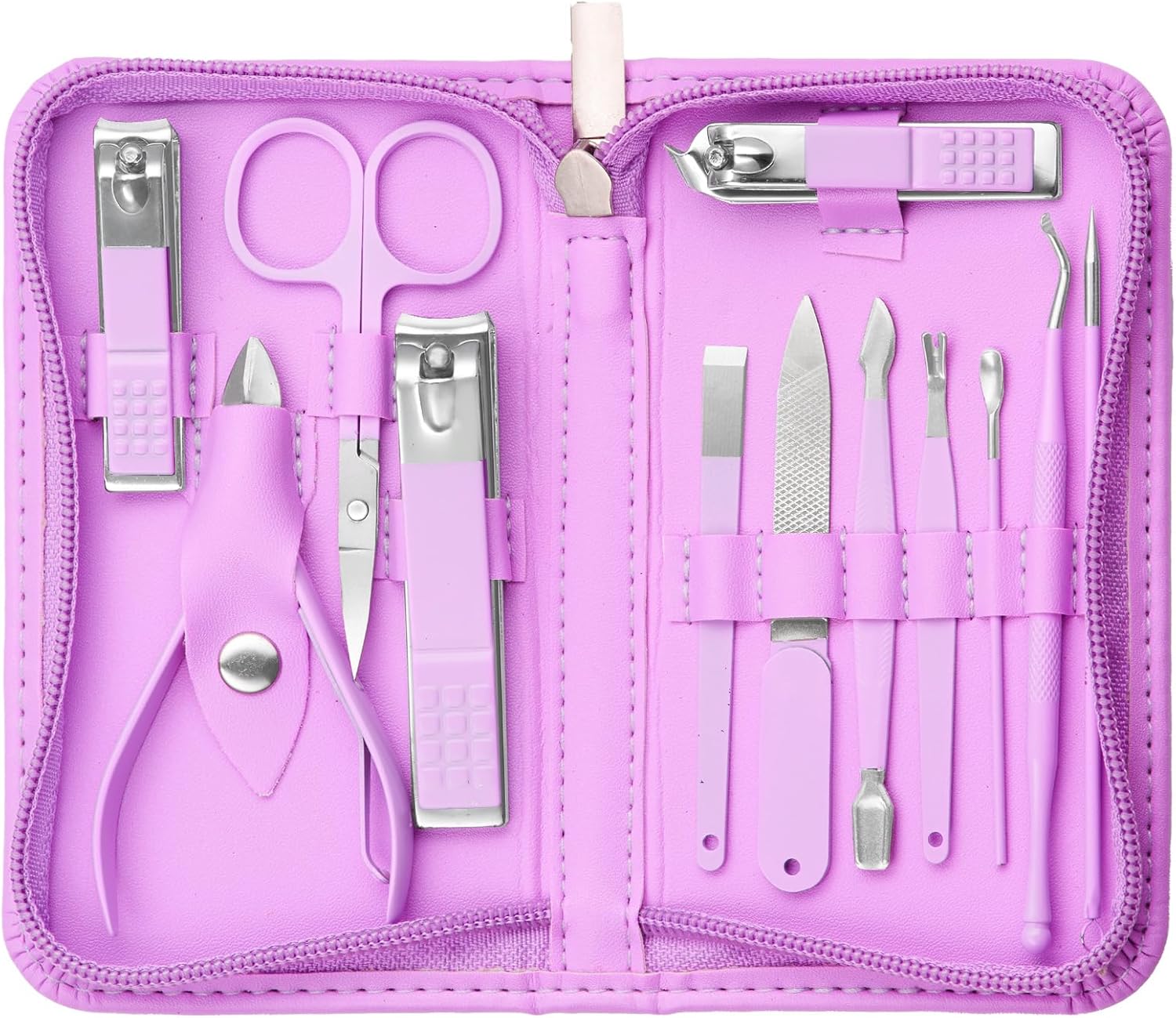 Nail Kit, Manicure Kit, Nail Care Kit For Women, Manicure Pedicure Set, Nail Clippers Toenail Clippers Kit, Professional Manicure Kit Pedicure Kit, purple Travel Case, Set of 12. 