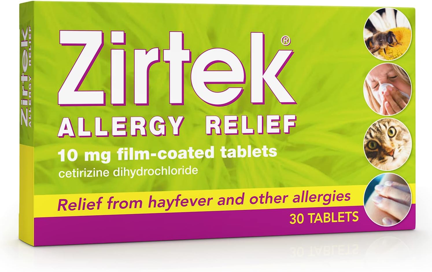 Zirtek Allergy Relief Cetirizine Antihistamine Tablets 10mg | 30 Allergy Tablets | 24 Hour Relief for Hayfever, Dust, Pets, Runny Nose & Hives | for Adults and Kids 6+