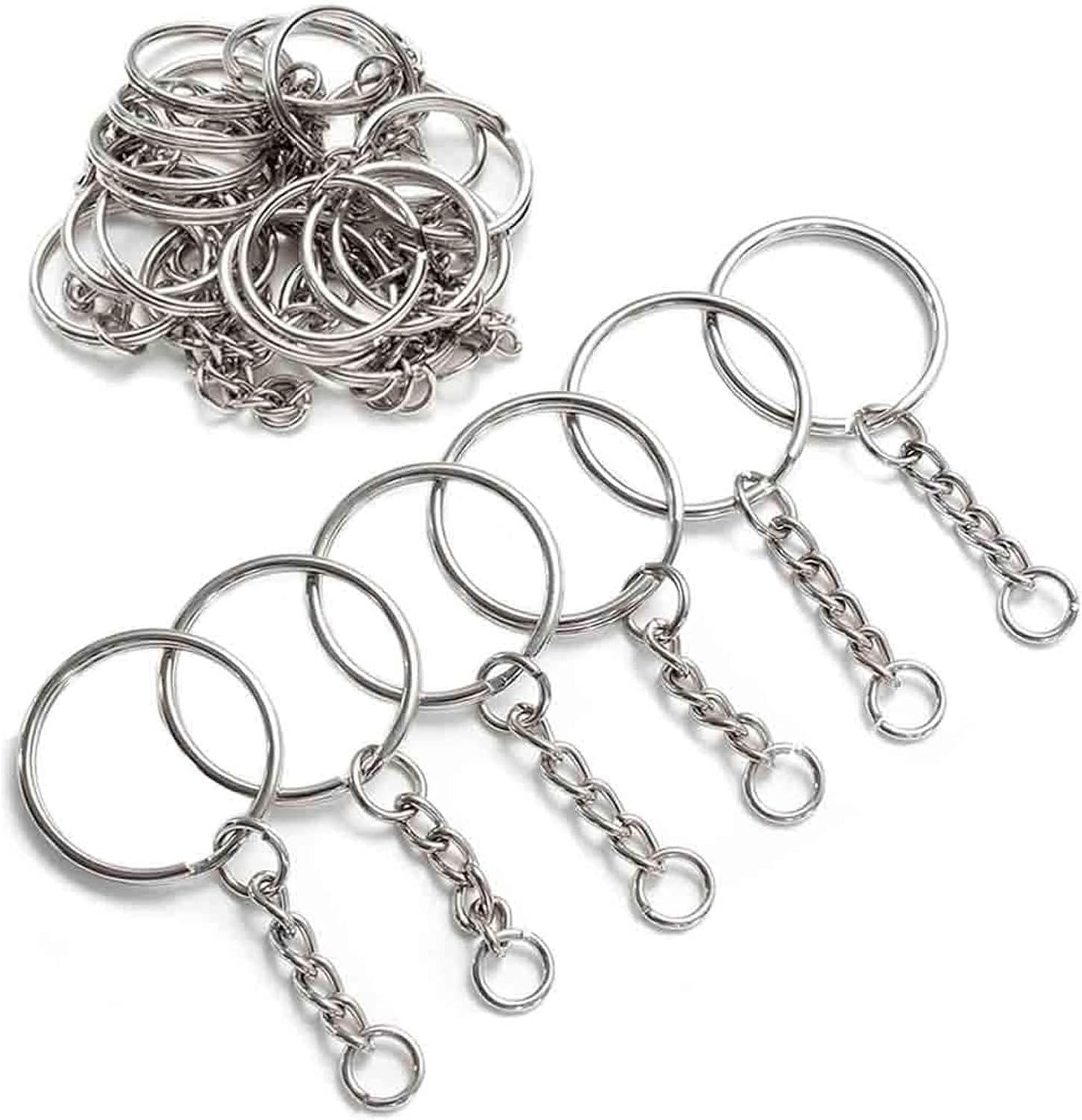 YHYZ Keychain Ring Set, Splits Key Ring Hoops with Chain + Jump Rings, for DIY Craft Tassels Resin Art Jewellery Making