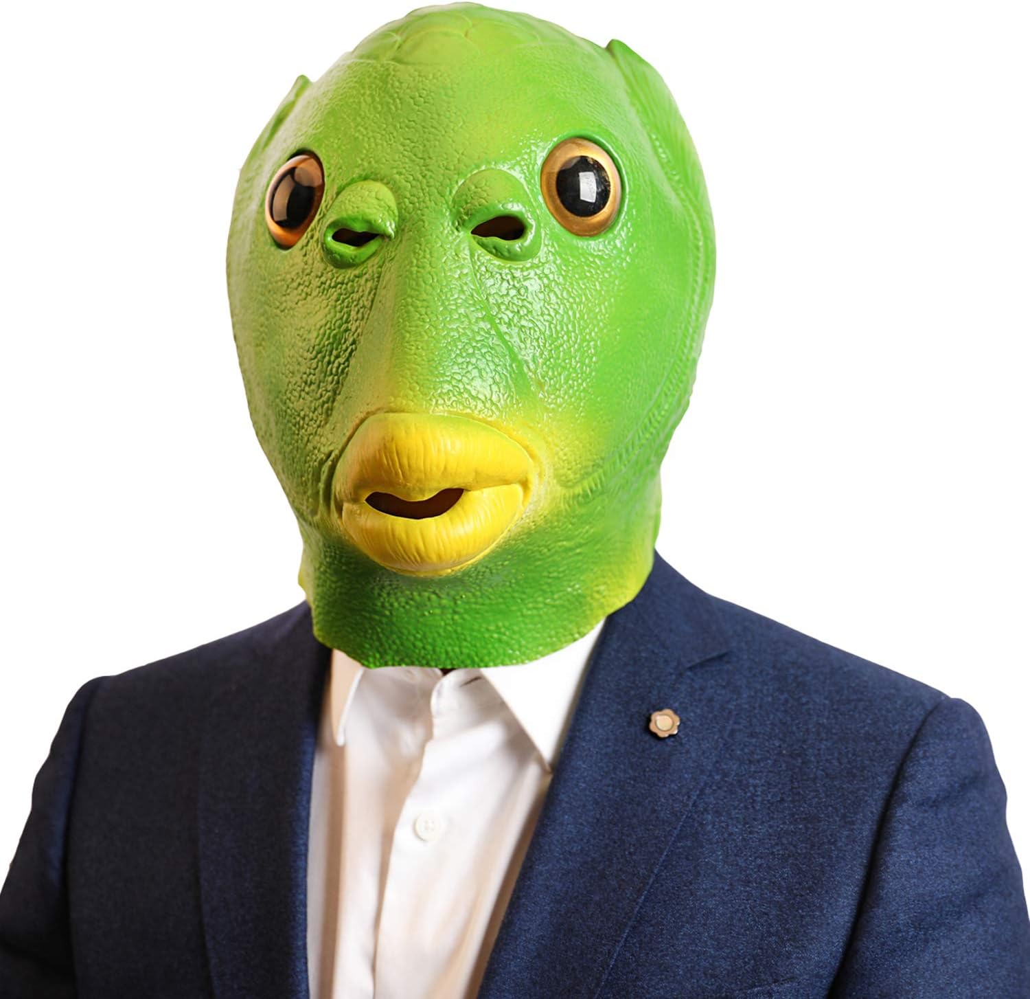 CreepyParty Fish Mask Animal Latex Full Head Realistic Masks Fancy Dress for Halloween Carnival Costume Party