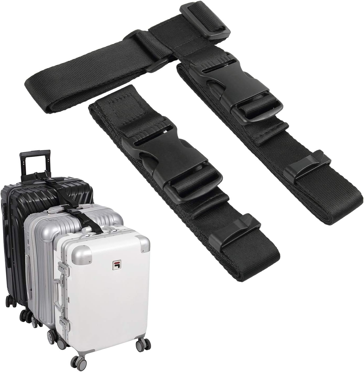 Vigorport Luggage Connector, Straps for Suitcase, Add A Bag Adjustable Attachment Accessories 1.25" Endless for Connect Your 3 Luggage Together-2 Pack