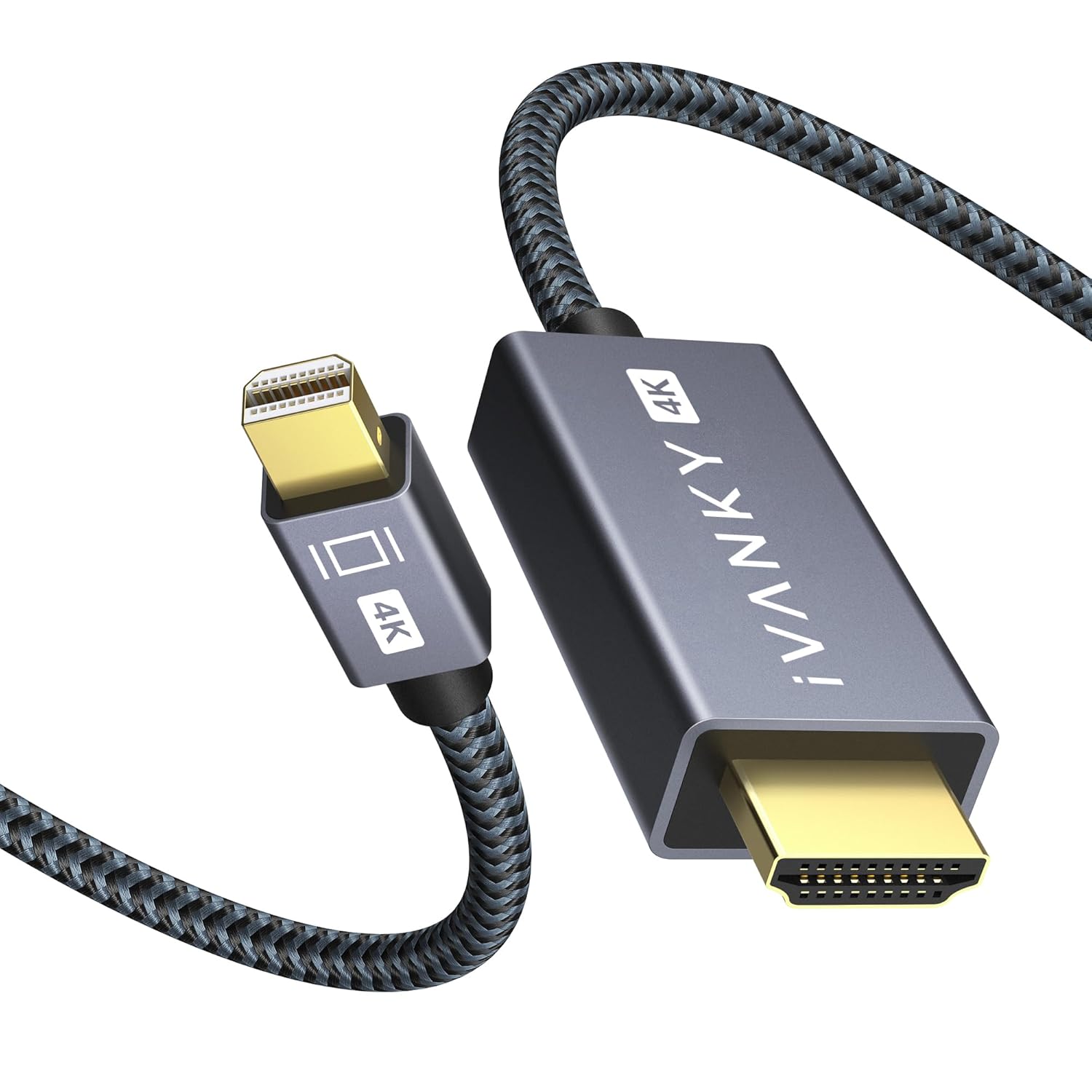 Mini DisplayPort to HDMI Cable 2M, iVANKY Nylon Braided & Gold-plated Mini DP Compatible to HDMI Cable, for MacBook, Surface, Monitor, Projector, etc - 1080P, Grey