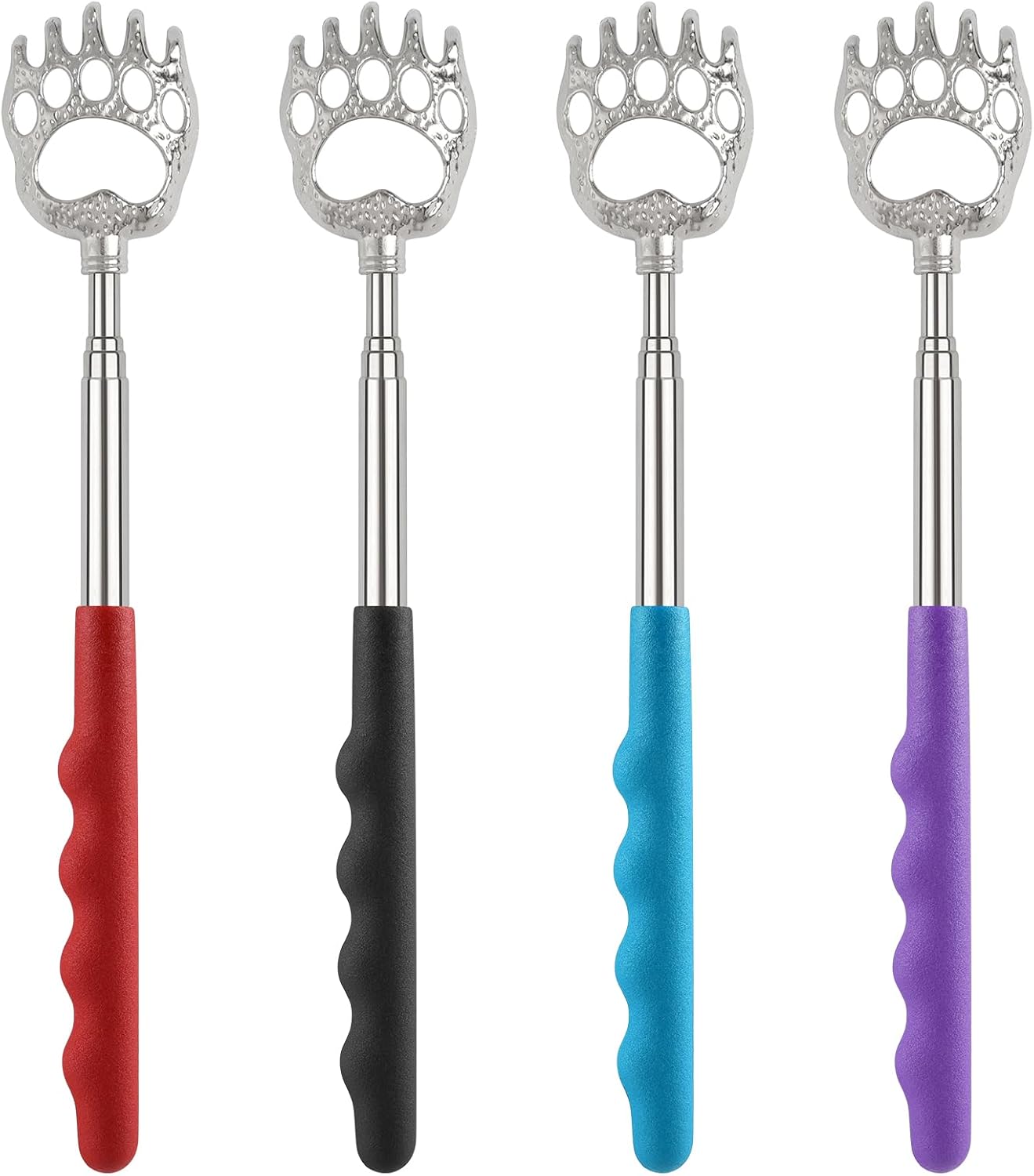 4 Pcs Back Scratcher for Women Men, PLULON Extendable Back Scratcher with Rubber Handles Telescopic Backslap Extendable Massager Scratching Tool for Adults