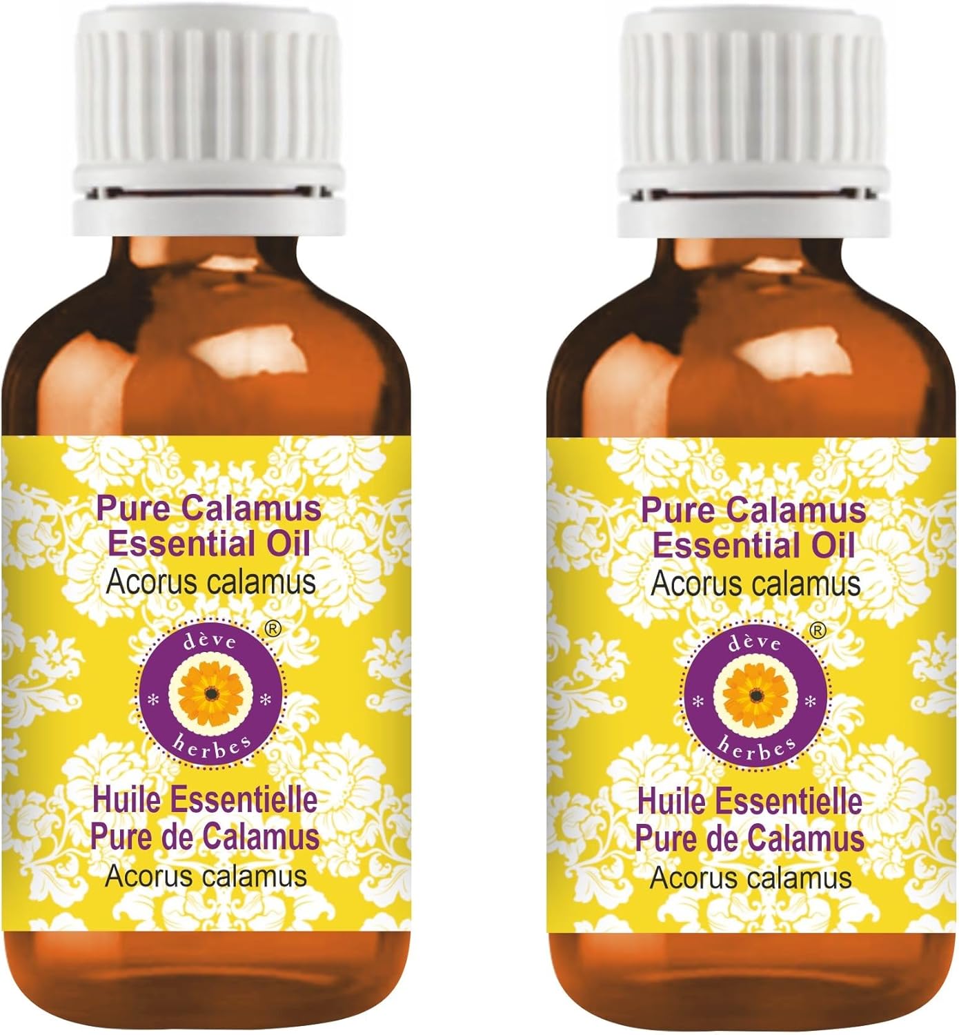 Deve Herbes Pure Calamus Essential Oil (Acorus Calamus) Non-Sticky | Non-Greasy | Warm Woody Aroma | for Aromatherapy, Massage, Diffuser & Blends 15ml with Glass Dropper