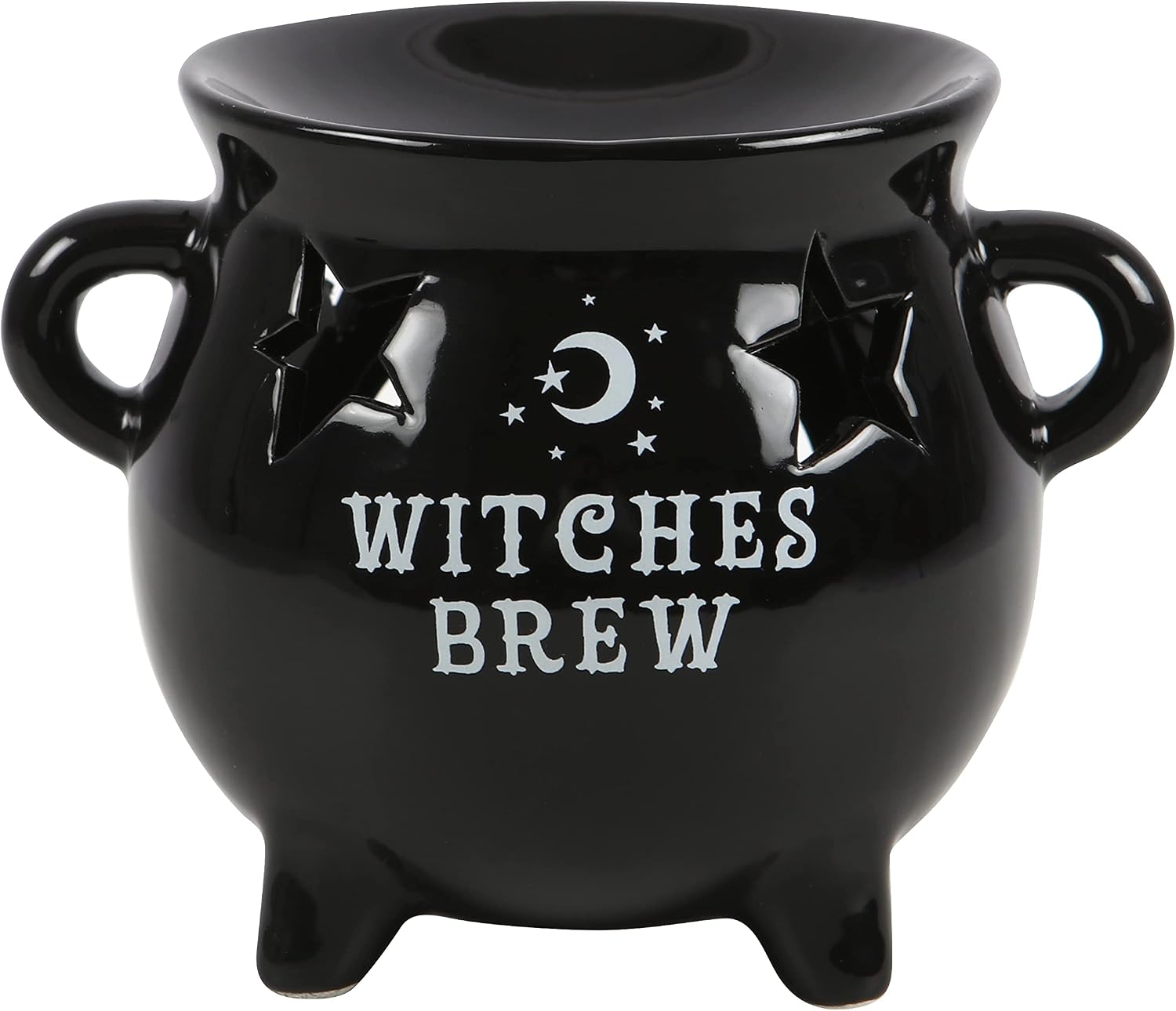 Spirit of Equinox Witches Brew Black Cauldron Oil Burner Wax Burner Tealight Candle Holder with cut-out star great gift idea for anyone with an interest in witchcraft or wizardry, Halloween