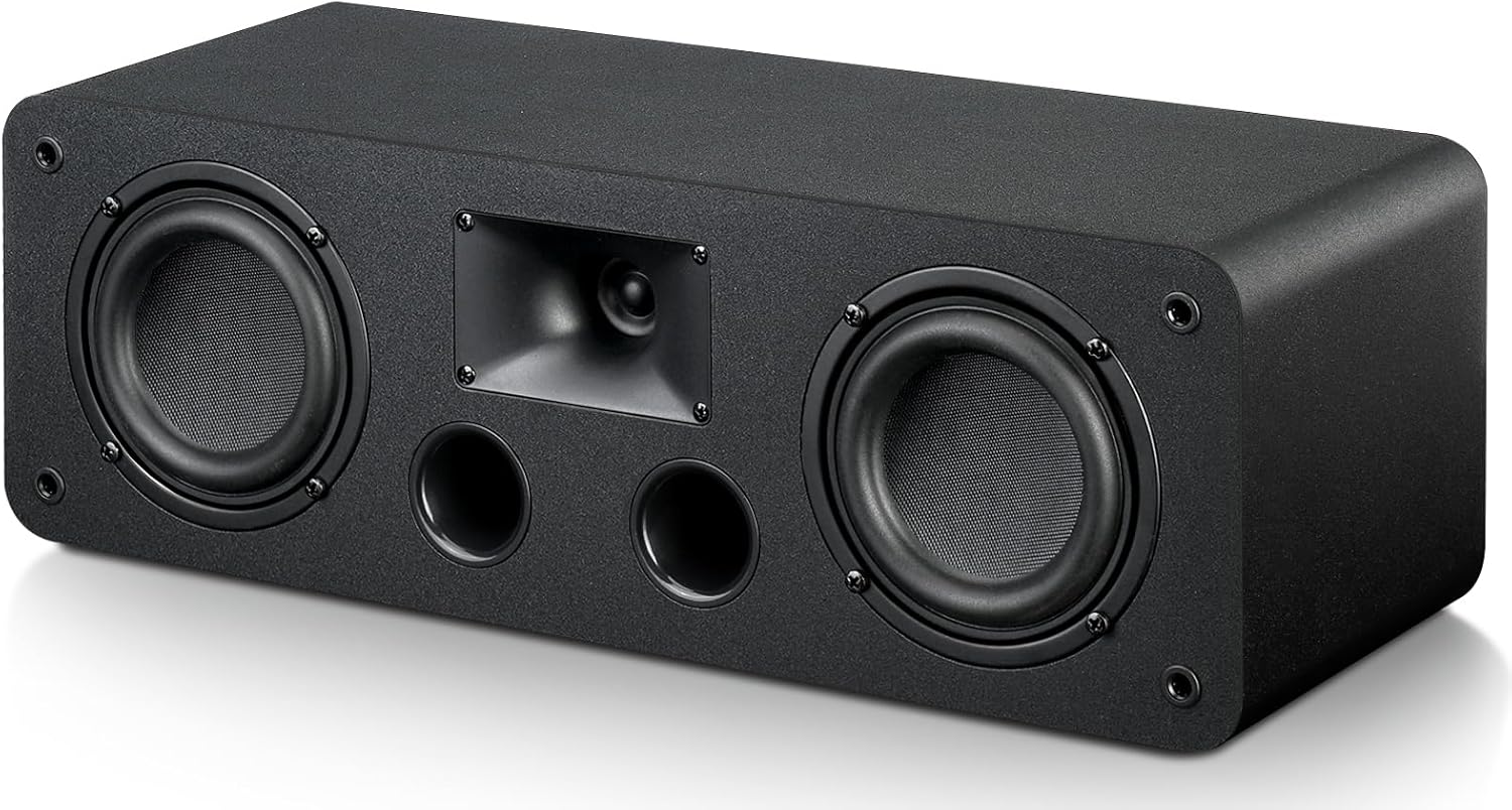 Saiyin Center Channel Speaker,Dual 4-Inch Woofers and Silk Tweeter, Crystal-Clear for Home Theater Dialogue,Passive, Wall Mountable, Single