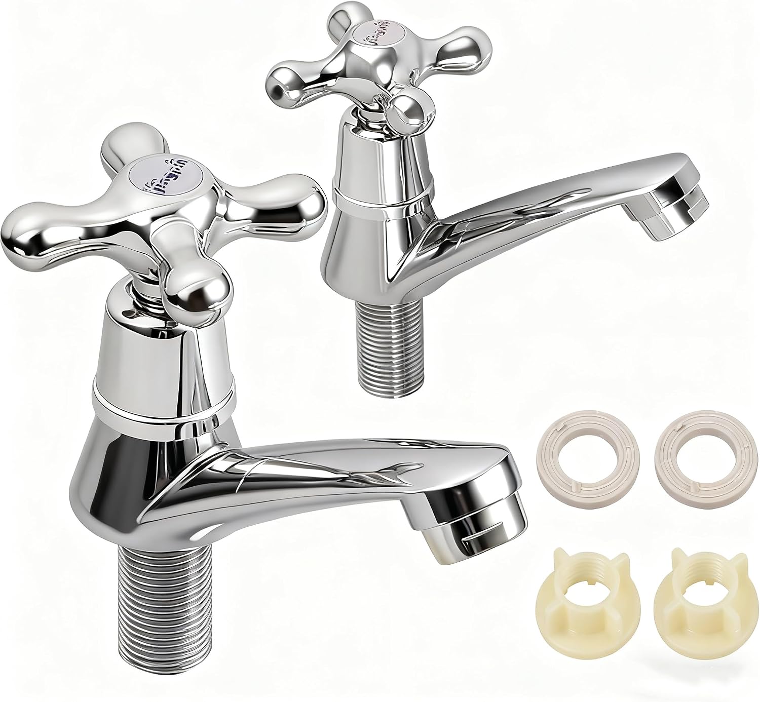 2 x Chrome Lever Basin Taps Basin Mixer Taps Bathroom Sink Taps Pair Chrome Brass Basin Tap Pair Hot and Cold Water Bathroom Sink Tap for Bathroom Kitchen