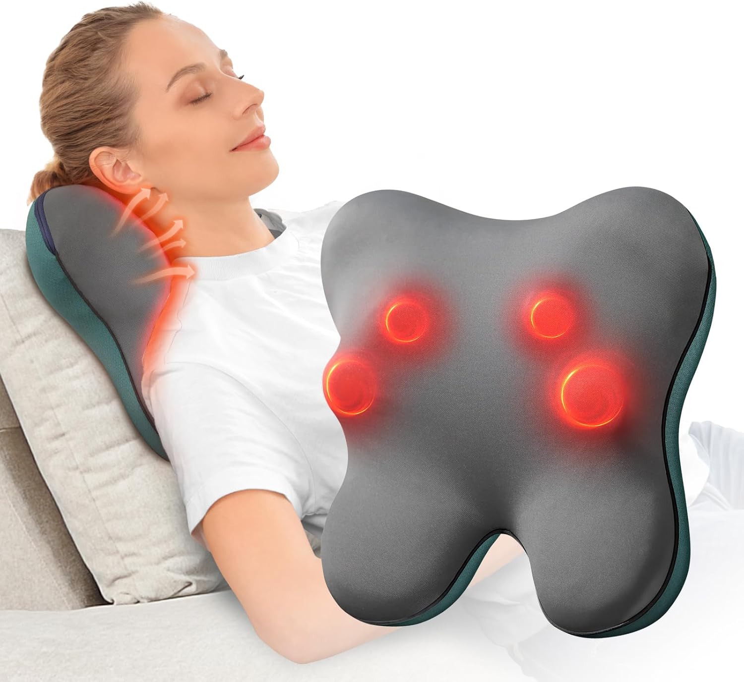 BOB AND BRAD Back Massager with Heat, EZBack Corded Neck Massager for Pain Relief, Deep Tissue Kneading Electric Massage Pillow for Shoulder,Back,Legs, Ideal Gifts for Men Women