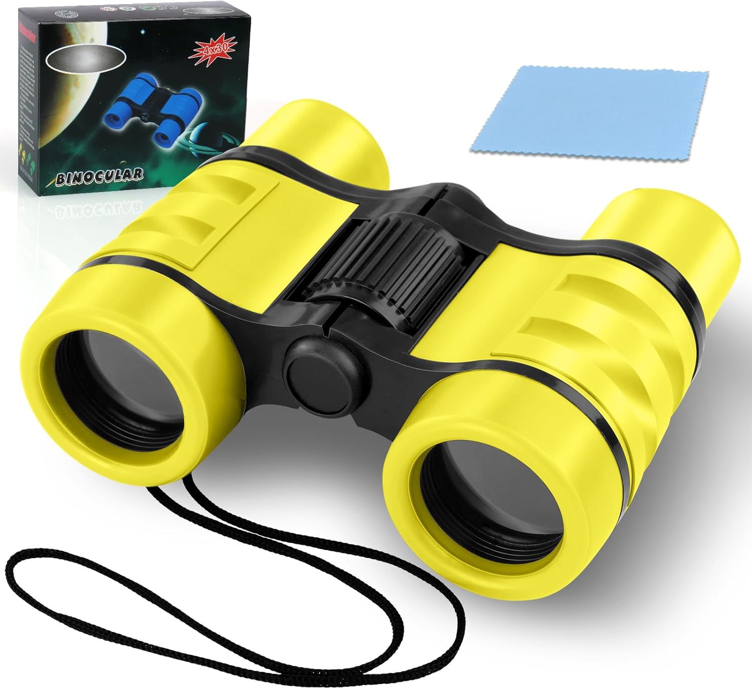 OSDUE Kids Telescope Outdoor Toys, 4x30 High Resolution Binoculars for Kids Toys Educational Learning Kids Binoculars for Sports and Outside Play, Gifts for Age 3-12 Years Old Boys Girls (Yellow)