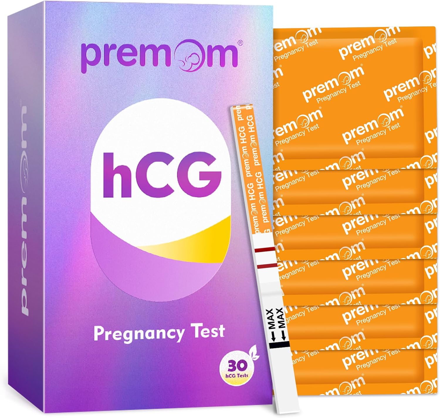Premom Pregnancy Test Strips: 30 Early Detection Pregnancy Test Kit - Rapid Detection Pregnancy Test, Early hCG Pregnancy Tests 10mIU/mL | Powered by Premom Ovulation Predictor