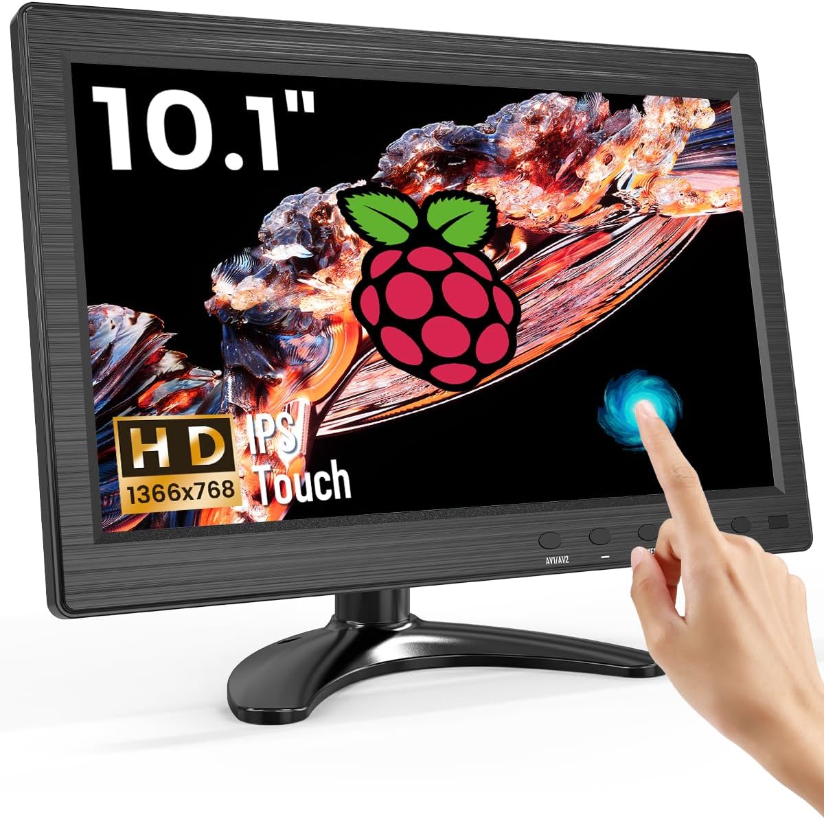 Eyoyo 10.1 inch Security Monitor 1366x768 Resolution, Small HDMI Monitor Supporting HDMI VGA AV BNC USB Input, Small Screen with Built-in Speakers for PC CCTV Camera NVR (EM101ADC)